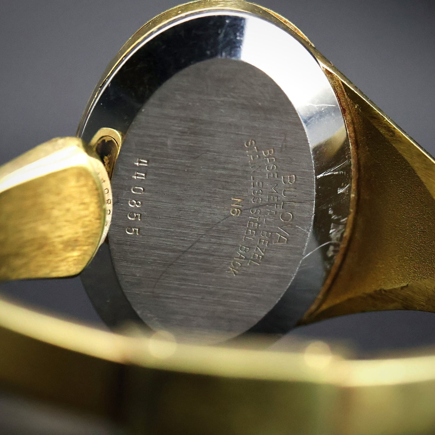 Bulova Accutron | Gold Cuff Bangle | Tigers Eye Style Dial