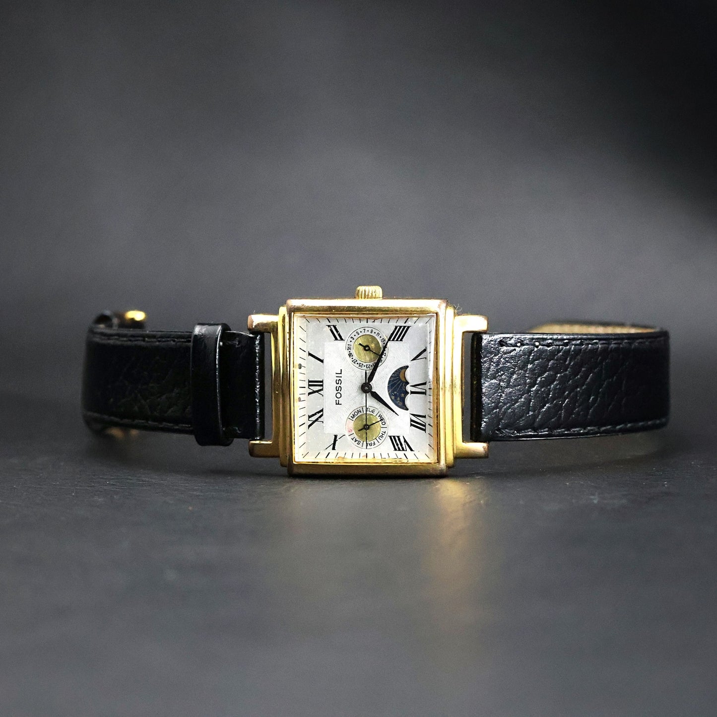 Fossil Moonphase | Gold Square | White Roman Dial