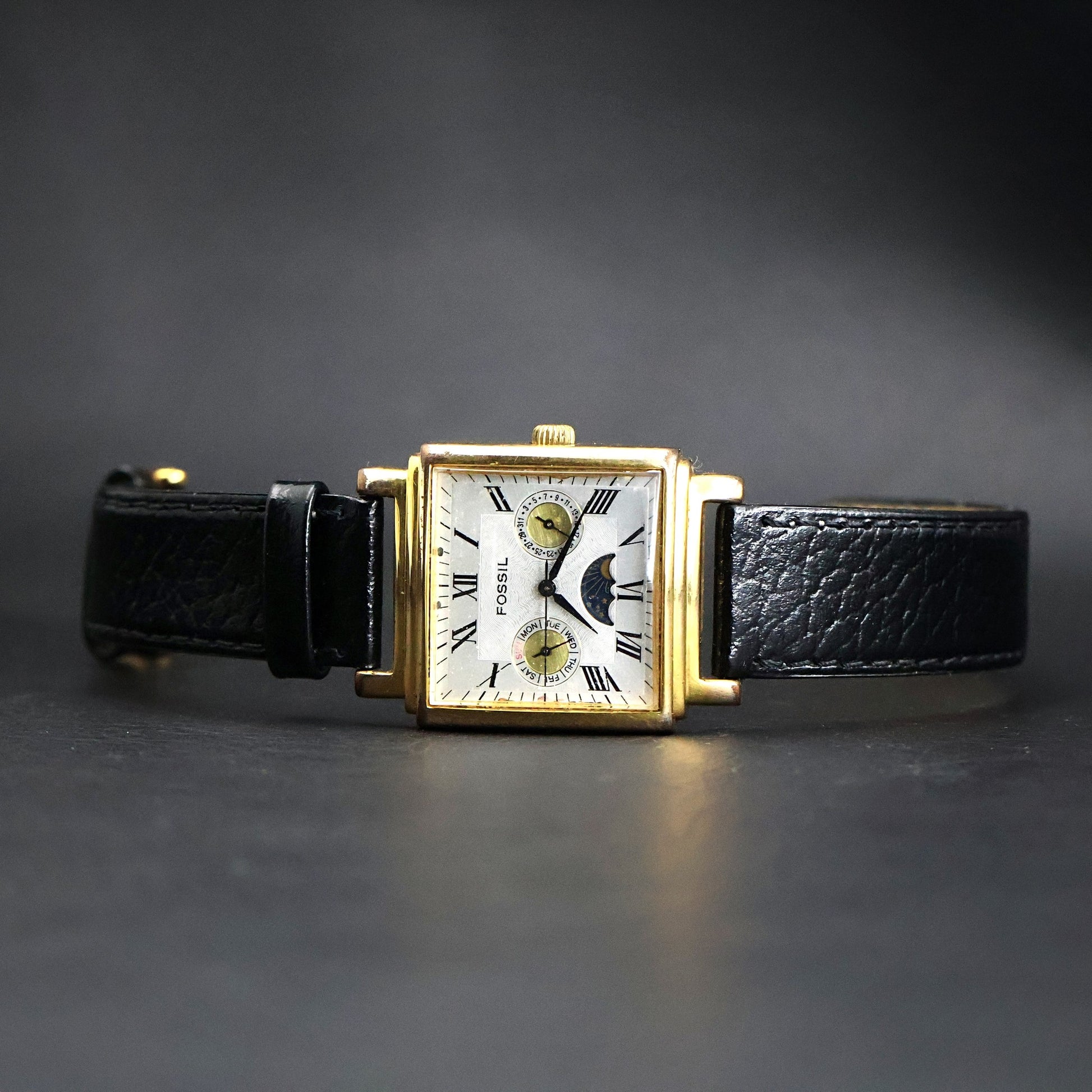 Fossil Moonphase | Gold Square | White Roman Dial