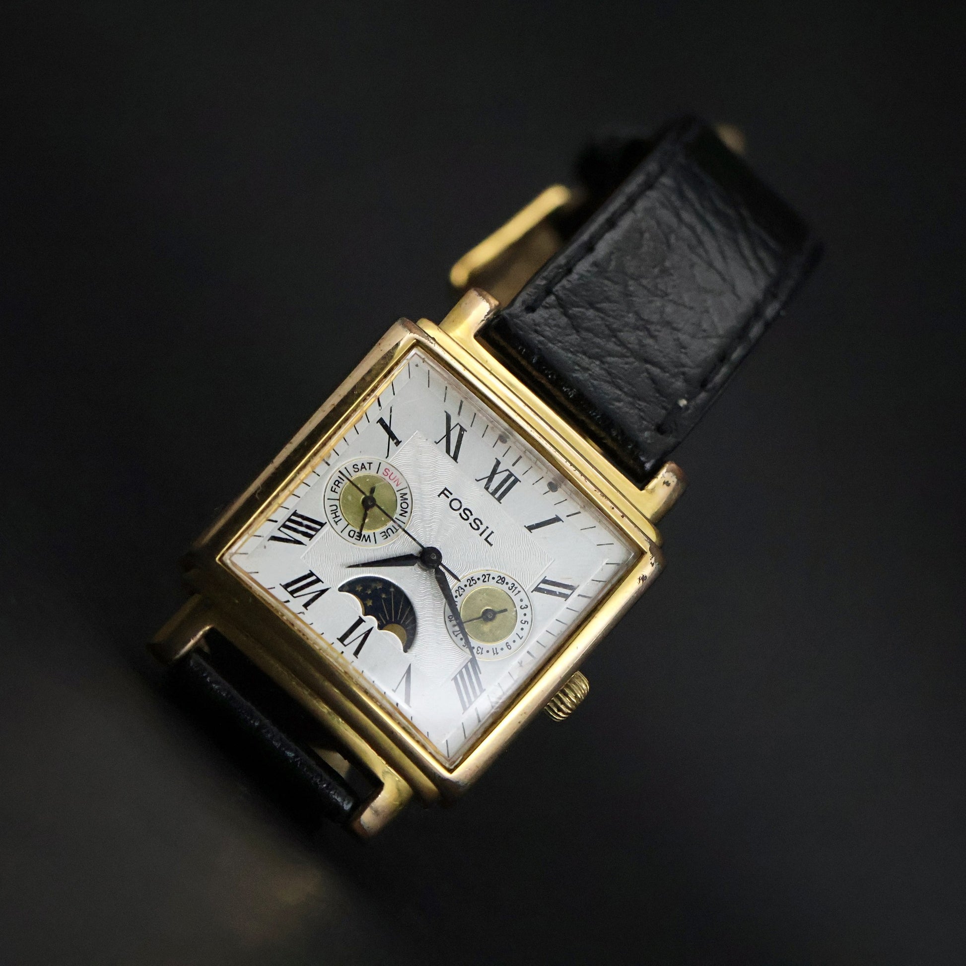 Fossil Moonphase | Gold Square | White Roman Dial