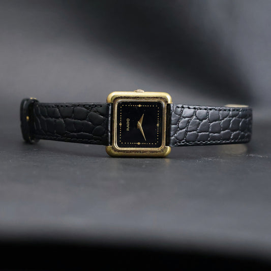 Rado Square Dress Watch | Gold Plated | Black Dial | Quartz