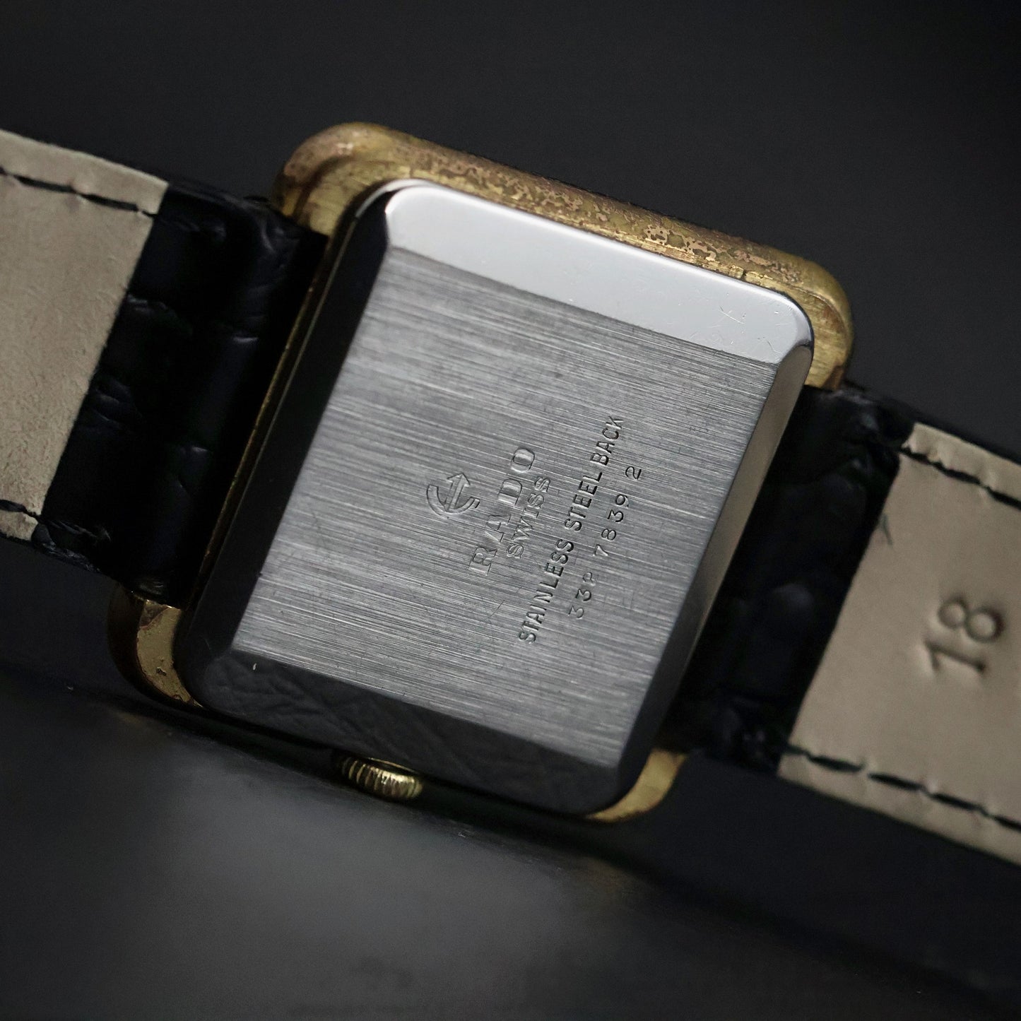 Rado Square Dress Watch | Gold Plated | Black Dial | Quartz