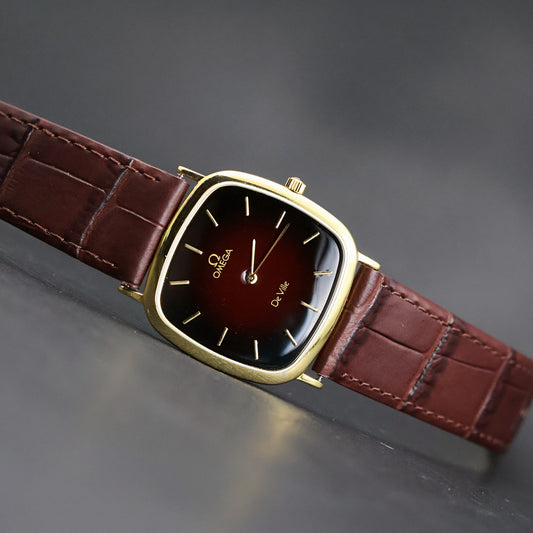 Omega De Ville | Gold Plated Cushion | Rare Burgundy Fume Dial | Quartz
