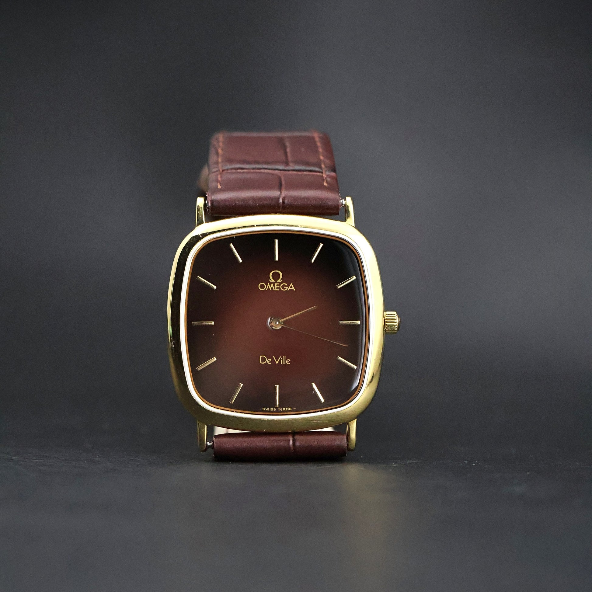 Omega De Ville | Gold Plated Cushion | Rare Burgundy Fume Dial | Quartz
