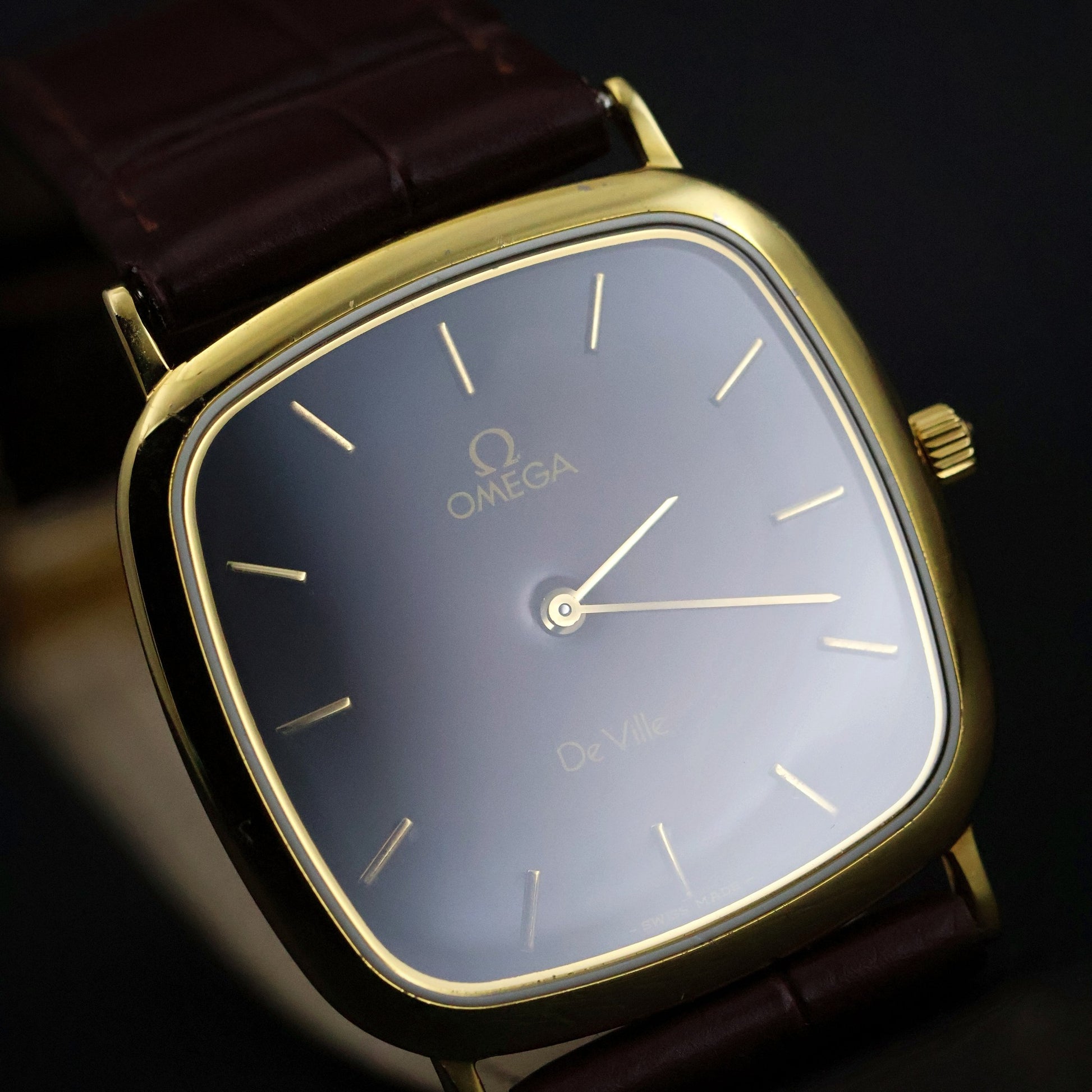 Omega De Ville | Gold Plated Cushion | Rare Burgundy Fume Dial | Quartz