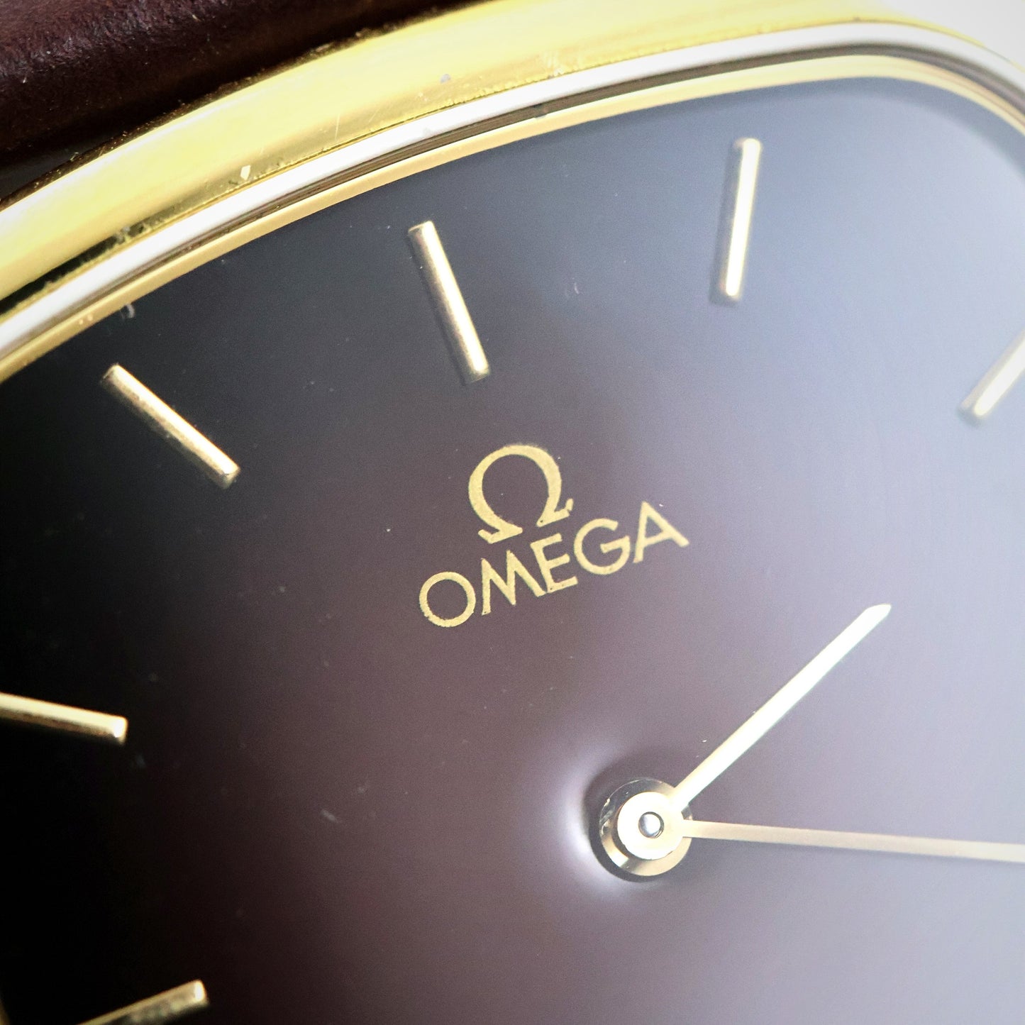 Omega De Ville | Gold Plated Cushion | Rare Burgundy Fume Dial | Quartz