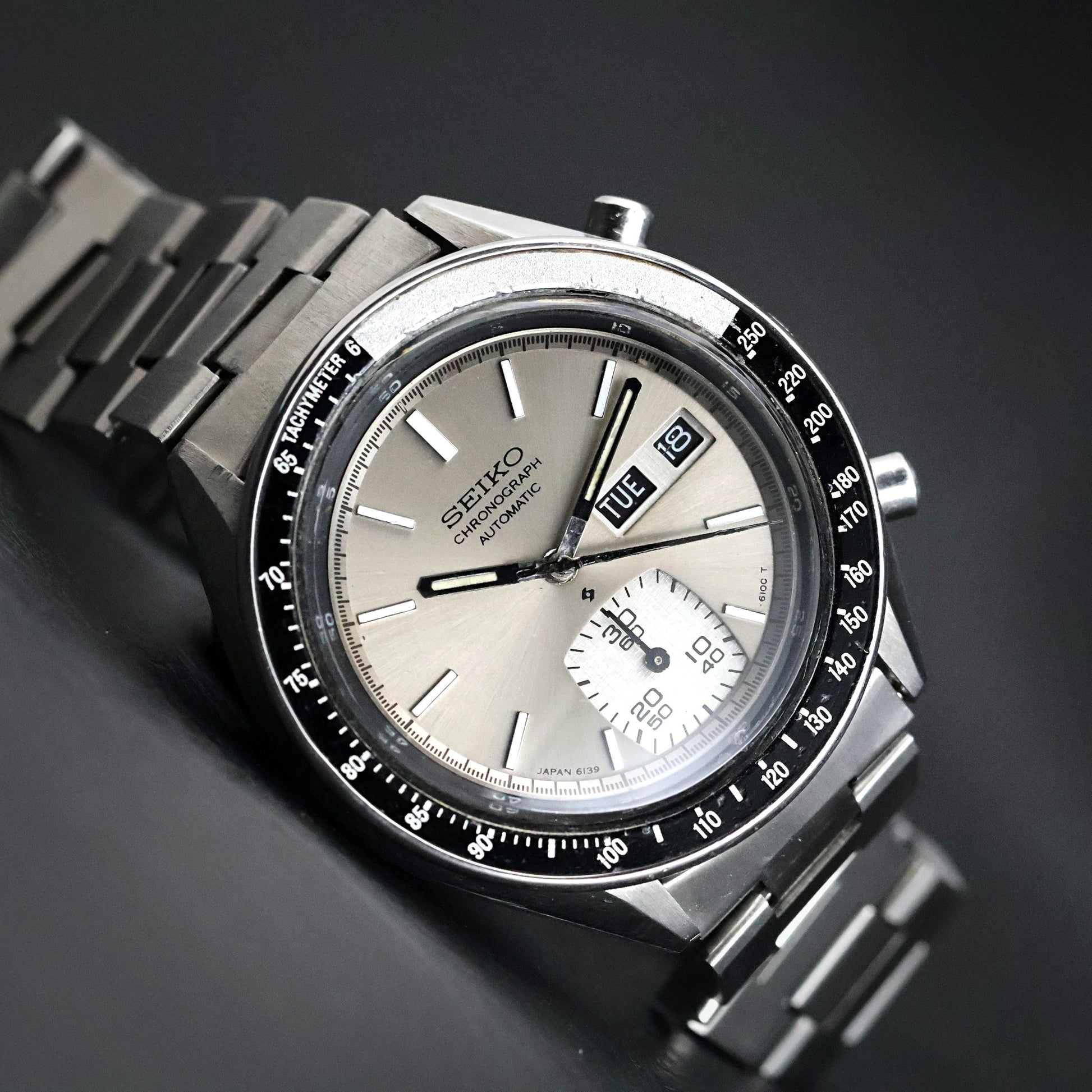 Seiko 6139 Chronograph Automatic | Silver Dial | Tachymeter Bezel | Day-Date | 1970s