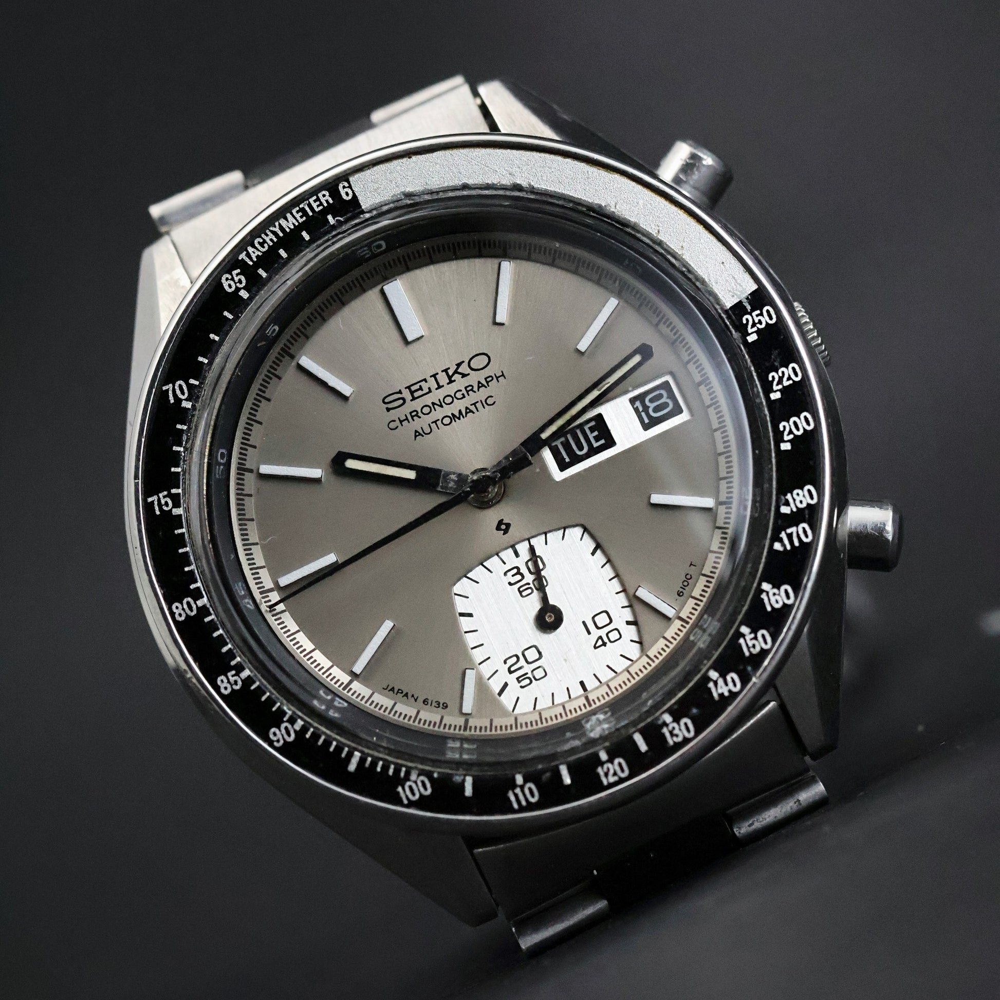 Seiko 6139 Chronograph Automatic | Silver Dial | Tachymeter Bezel | Day-Date | 1970s