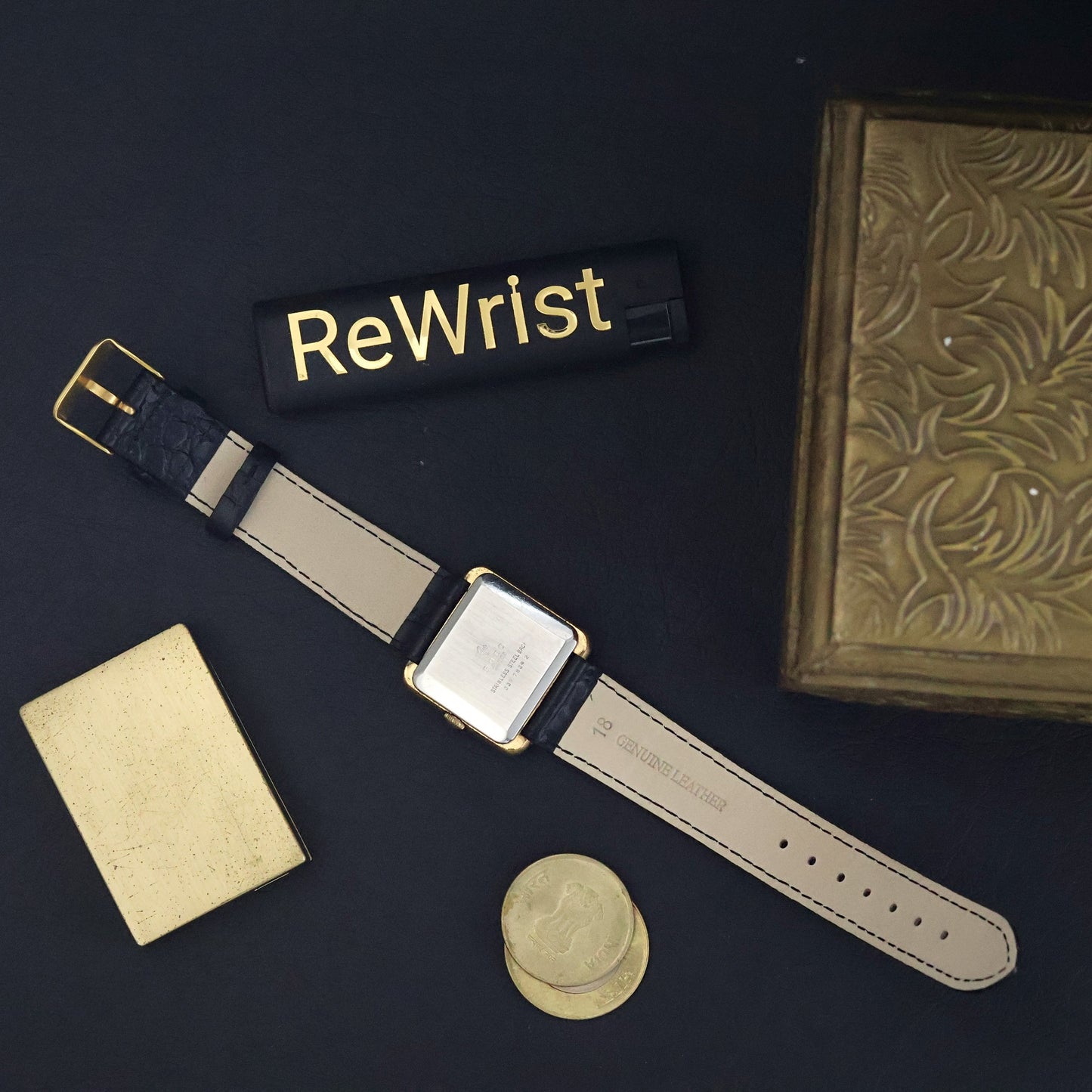 Rado Square Dress Watch | Gold Plated | Black Dial | Quartz