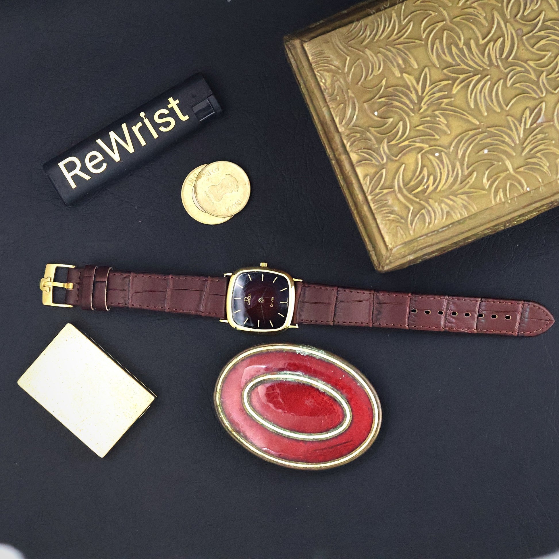 Omega De Ville | Gold Plated Cushion | Rare Burgundy Fume Dial | Quartz