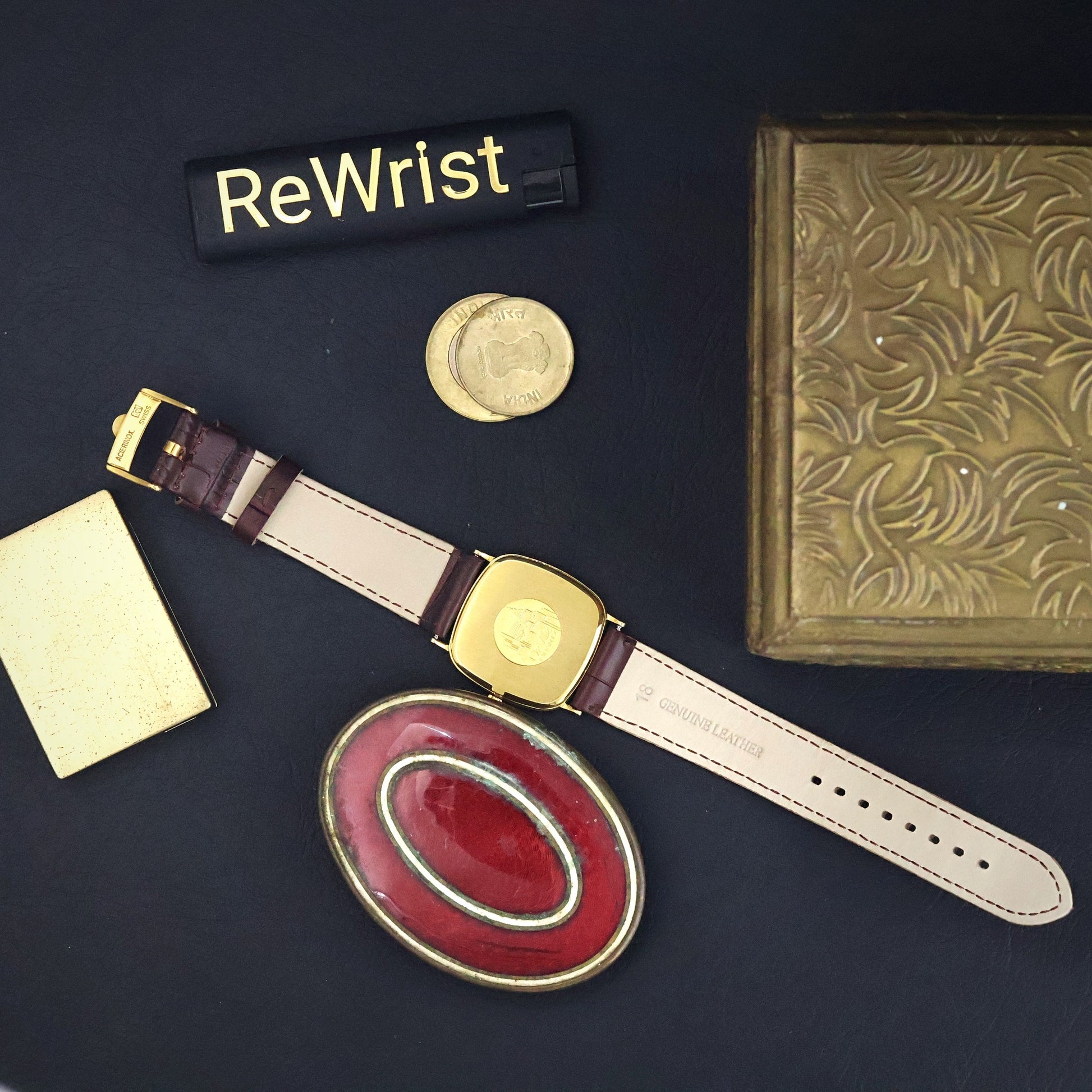 Omega De Ville | Gold Plated Cushion | Rare Burgundy Fume Dial | Quartz