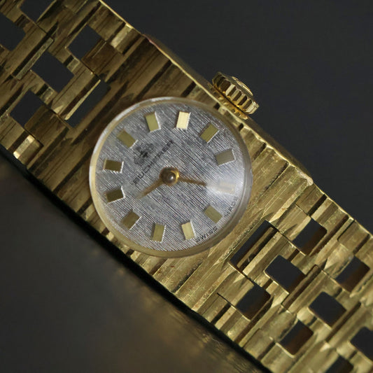 Bucherer Ladies Vintage Cocktail Watch | Gold Plated | Silver Linen Dial
