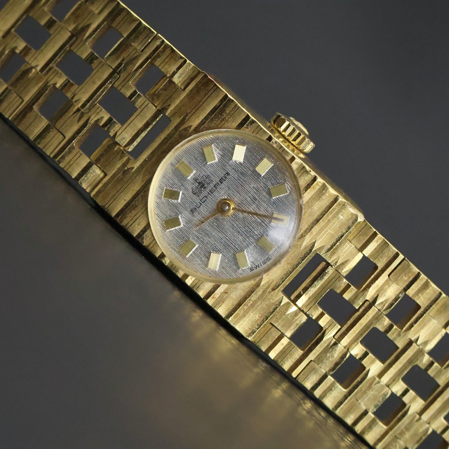Bucherer Ladies Vintage Cocktail Watch | Gold Plated | Silver Linen Dial