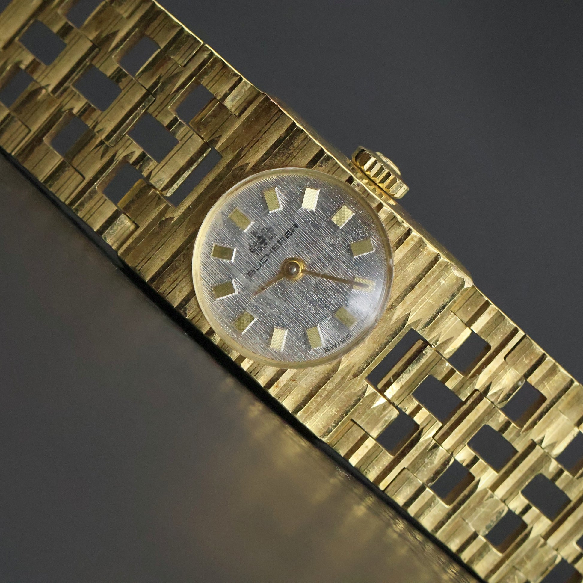 Bucherer Ladies Vintage Cocktail Watch | Gold Plated | Silver Linen Dial