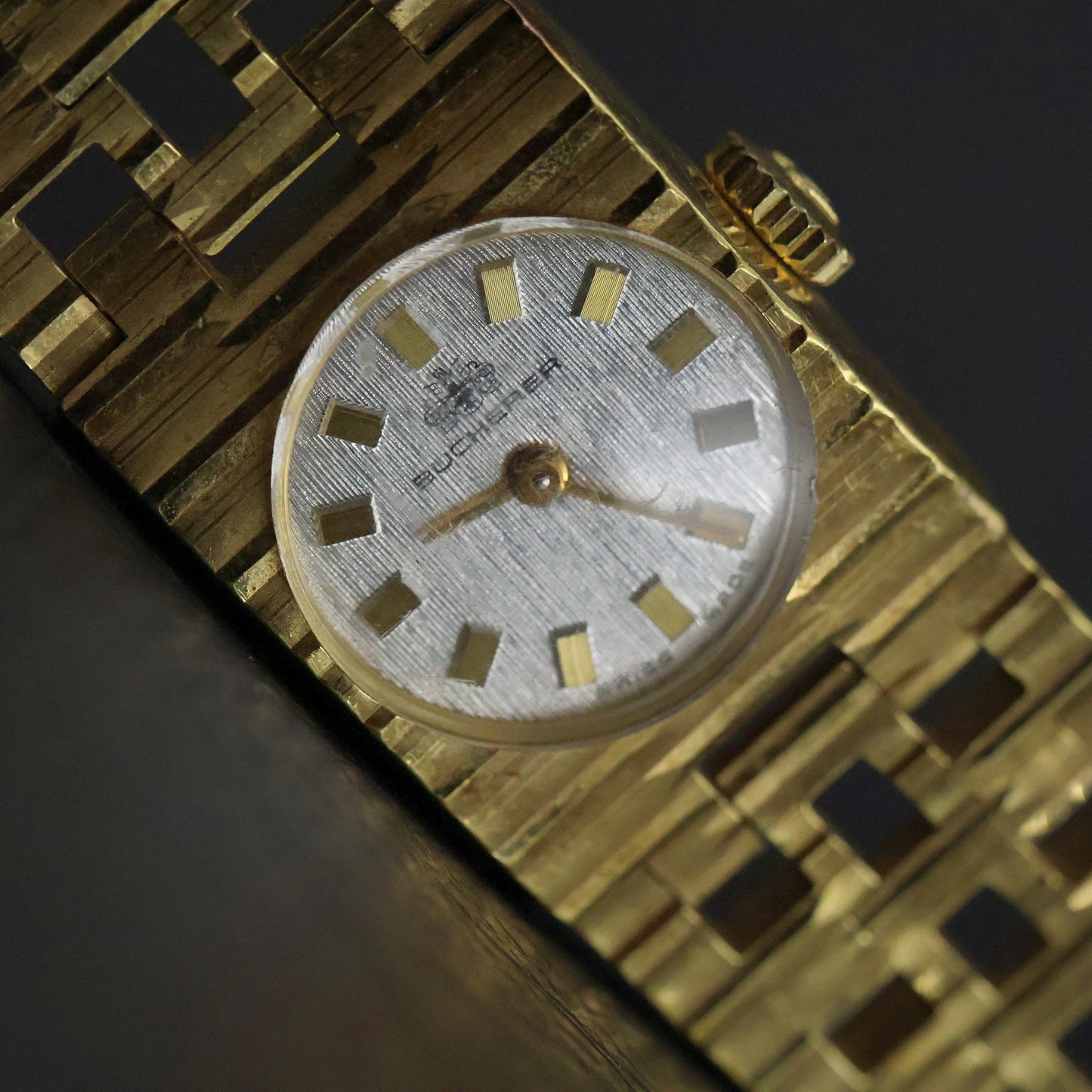 Bucherer Ladies Vintage Cocktail Watch | Gold Plated | Silver Linen Dial