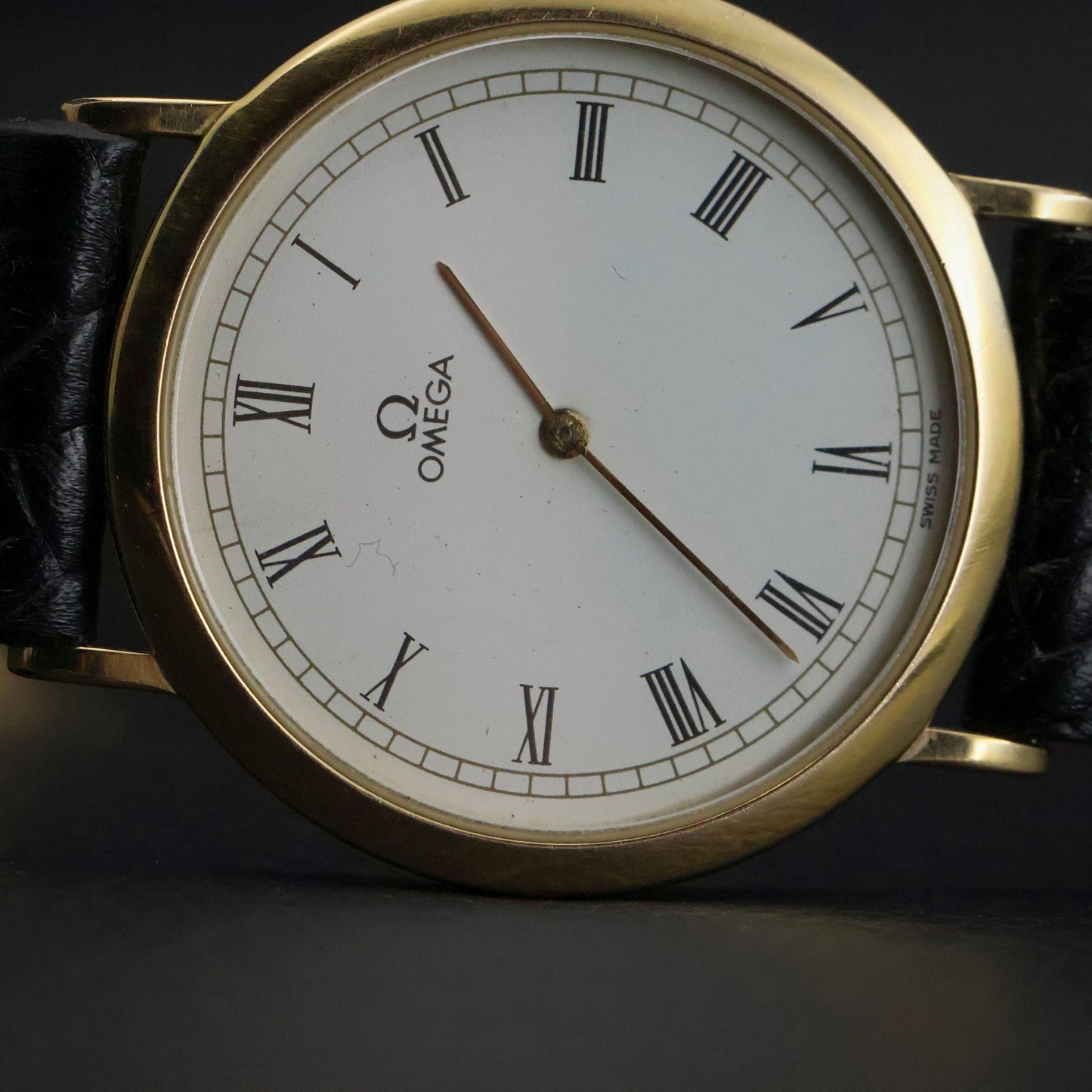 Omega De Ville Dress | Gold Plated | White Roman Dial | Black Braided Leather