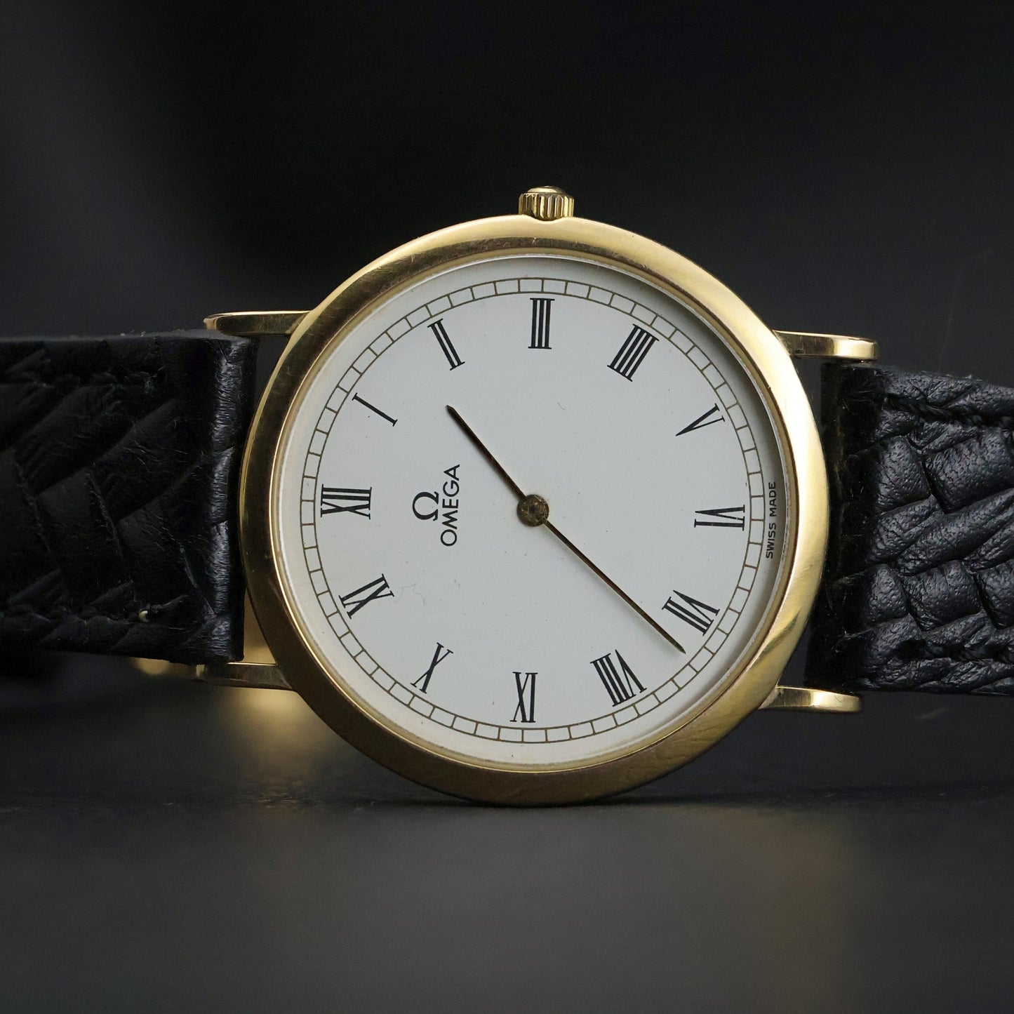 Omega De Ville Dress | Gold Plated | White Roman Dial | Black Braided Leather