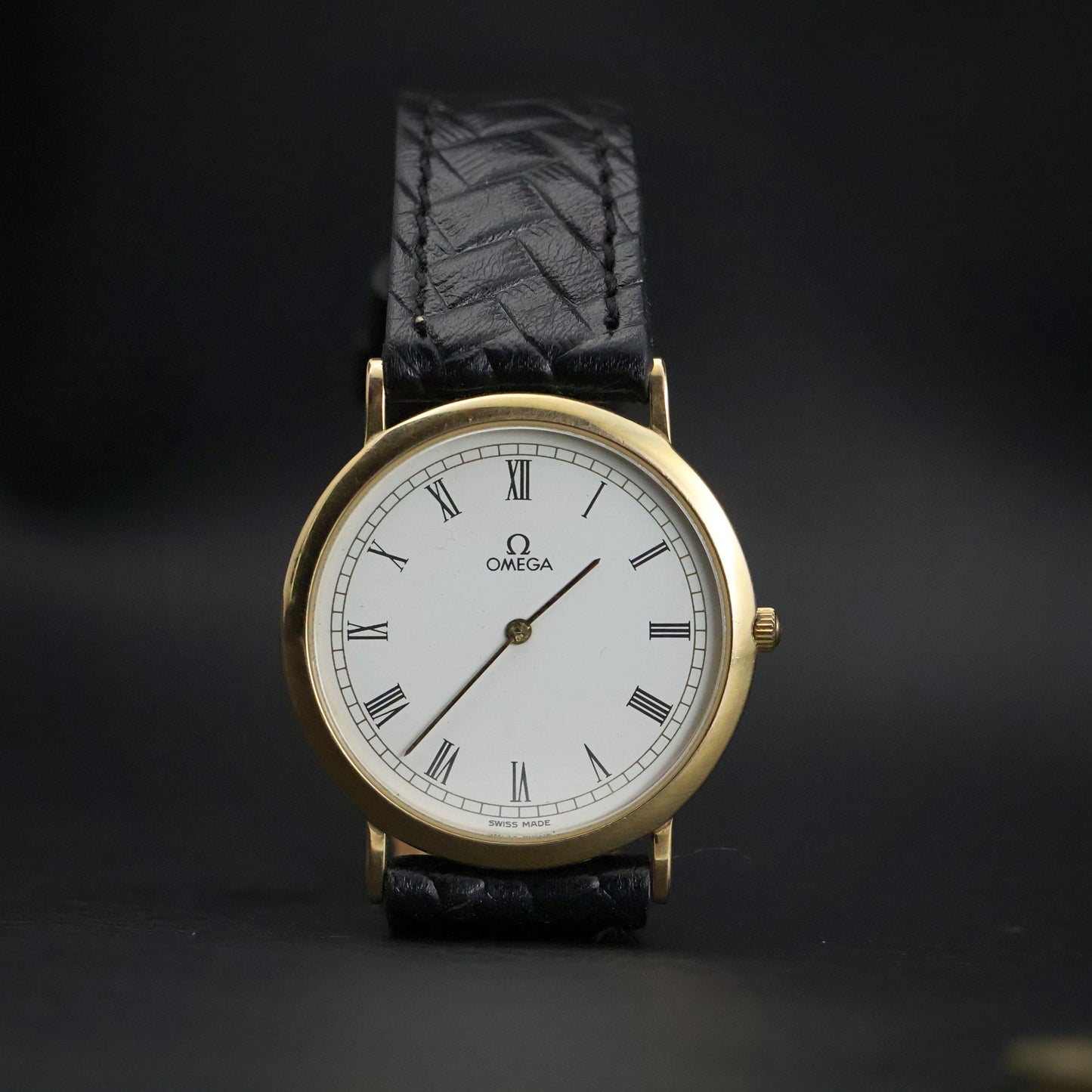 Omega De Ville Dress | Gold Plated | White Roman Dial | Black Braided Leather