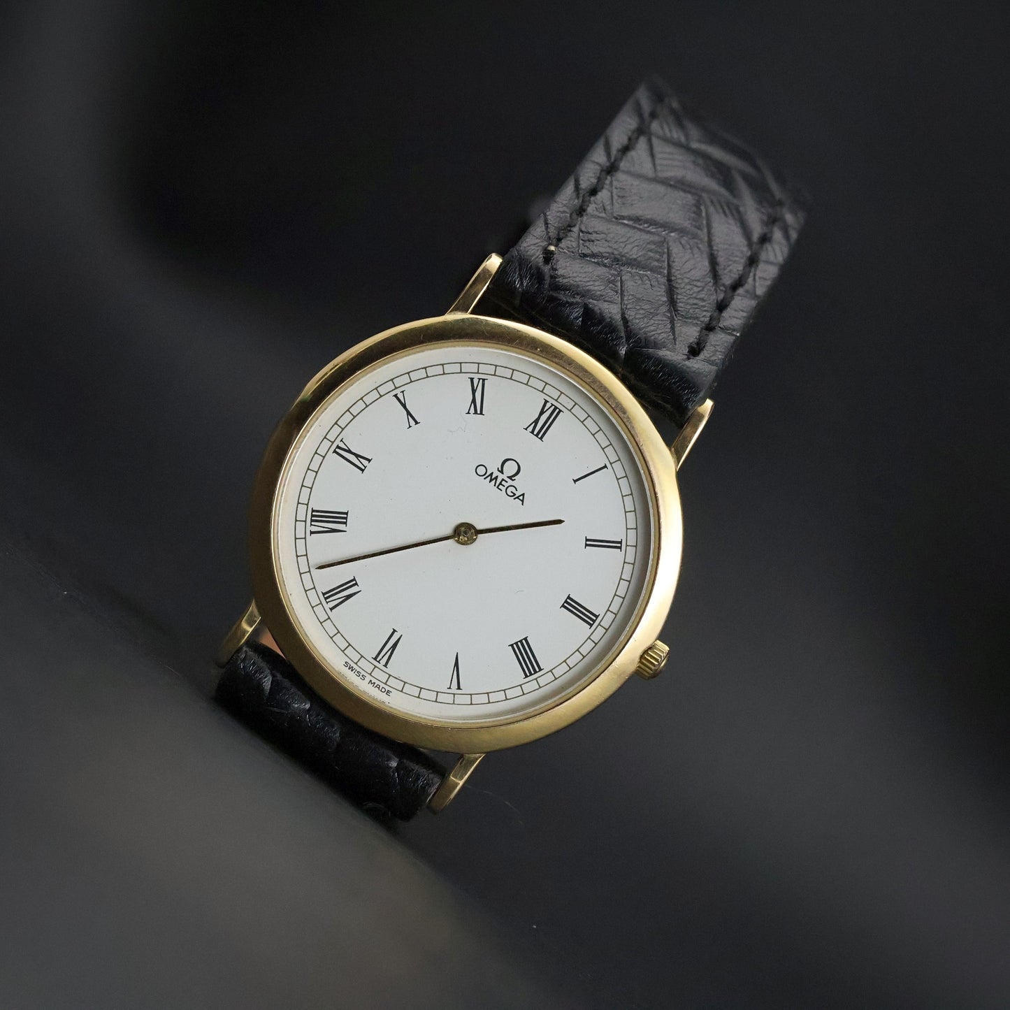 Omega De Ville Dress | Gold Plated | White Roman Dial | Black Braided Leather
