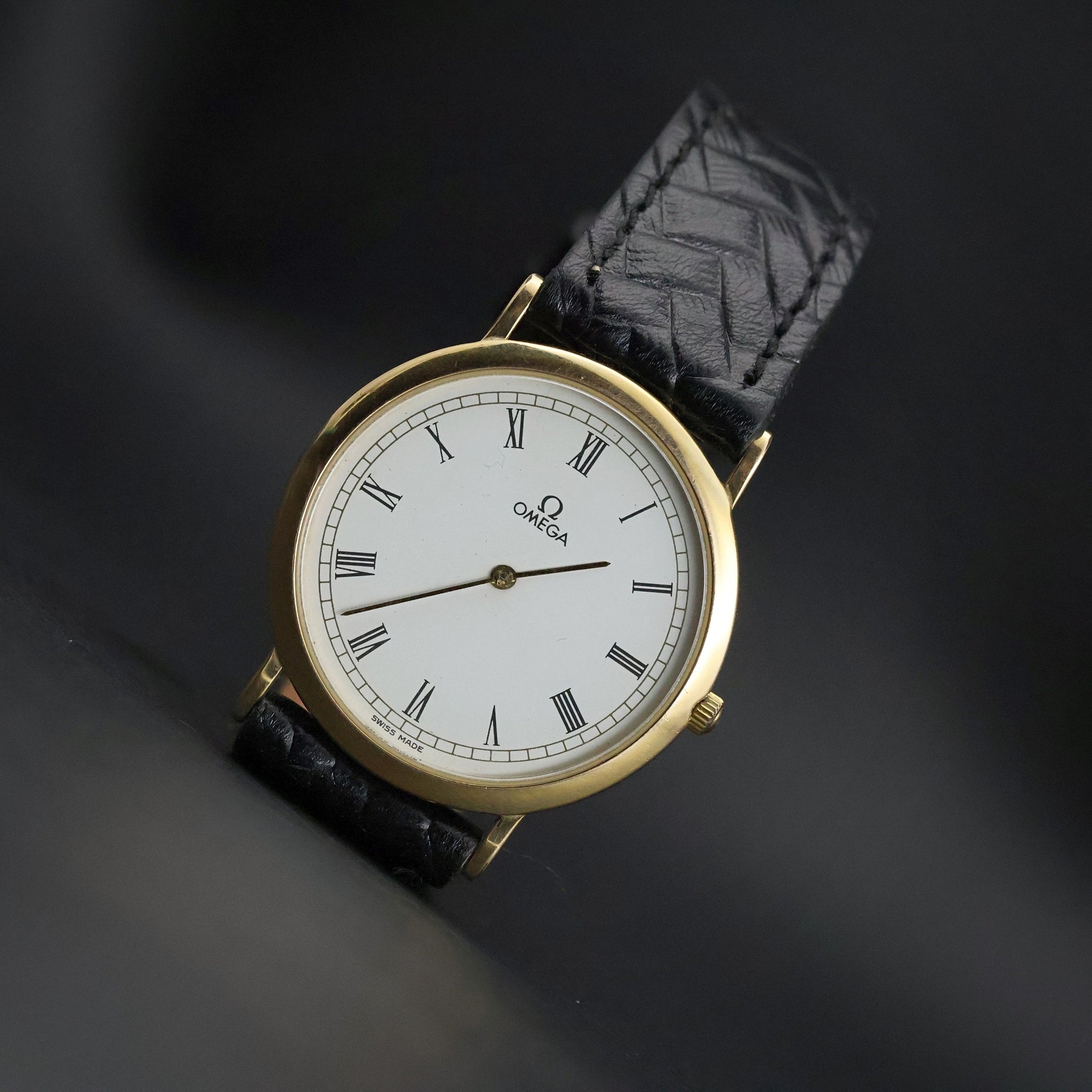 Omega De Ville Dress | Gold Plated | White Roman Dial | Black Braided Leather