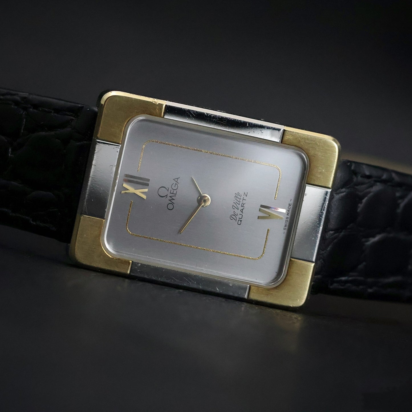Omega De Ville Quartz Tank | Two-Tone | Silver Grey Dial | Caliber 1350