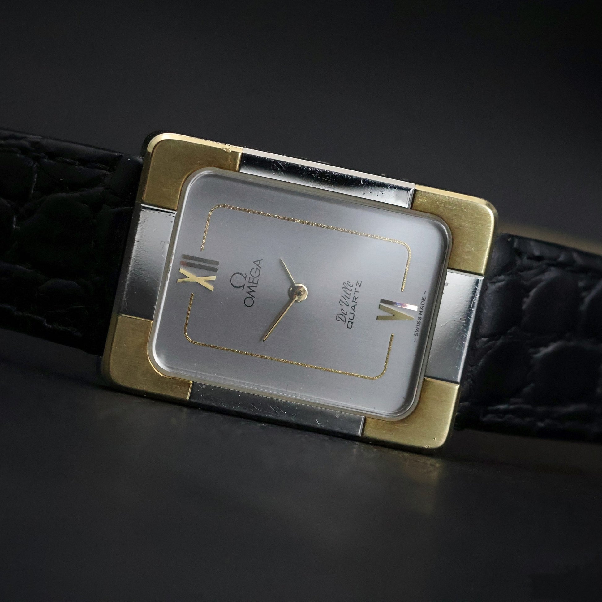 Omega De Ville Quartz Tank | Two-Tone | Silver Grey Dial | Caliber 1350