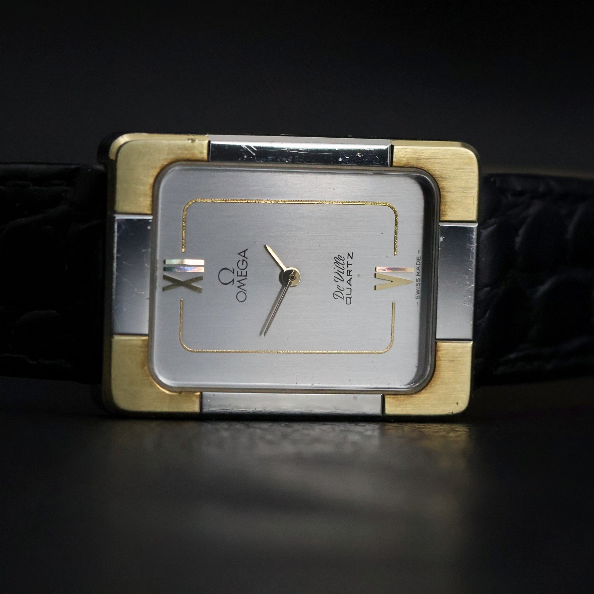 Omega De Ville Quartz Tank | Two-Tone | Silver Grey Dial | Caliber 1350