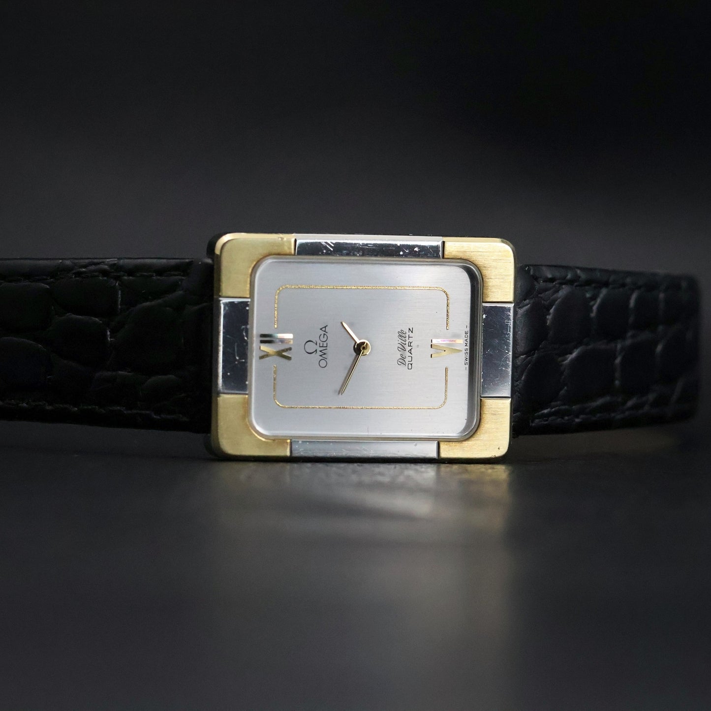Omega De Ville Quartz Tank | Two-Tone | Silver Grey Dial | Caliber 1350