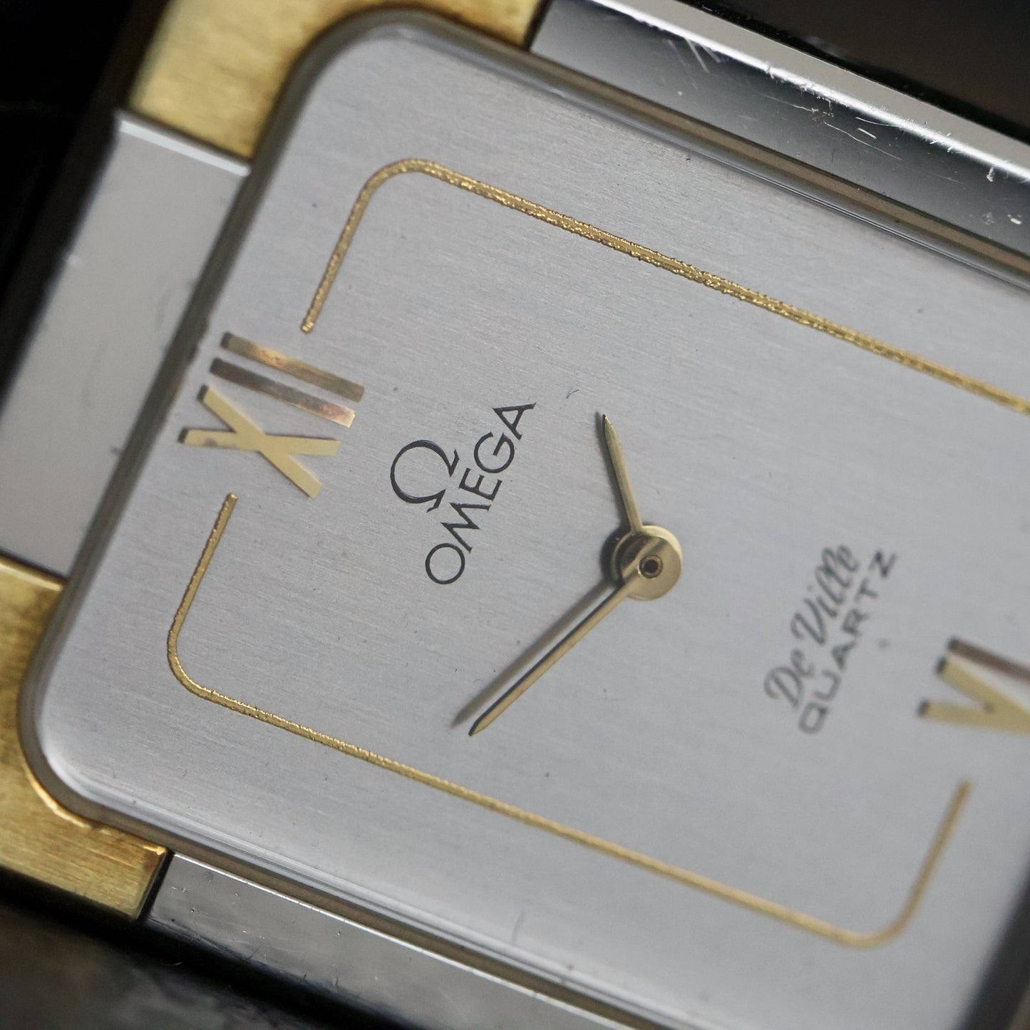 Omega De Ville Quartz Tank | Two-Tone | Silver Grey Dial | Caliber 1350