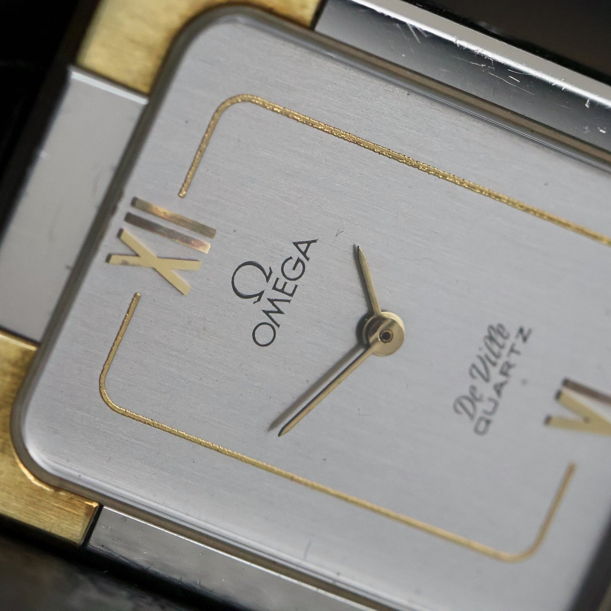Omega De Ville Quartz Tank | Two-Tone | Silver Grey Dial | Caliber 1350