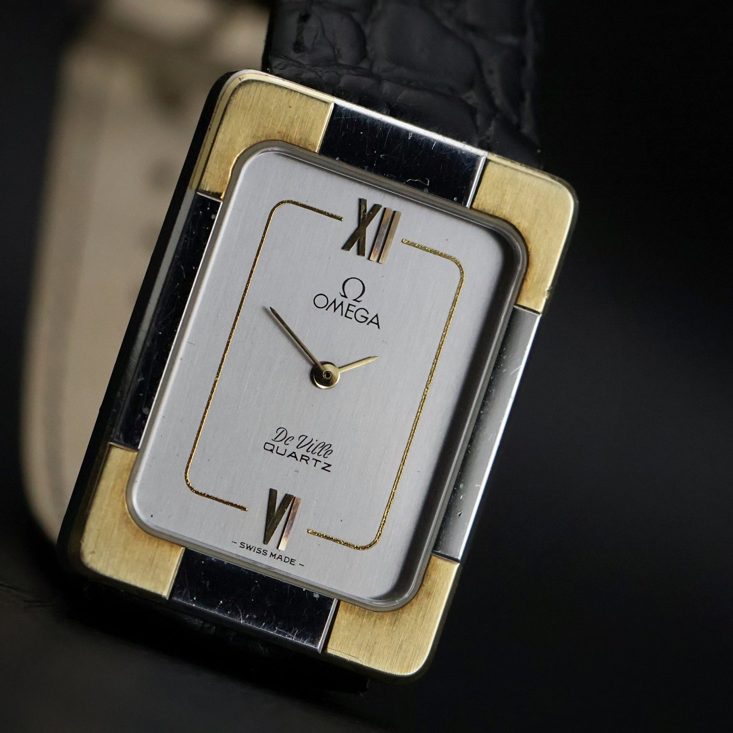 Omega De Ville Quartz Tank | Two-Tone | Silver Grey Dial | Caliber 1350