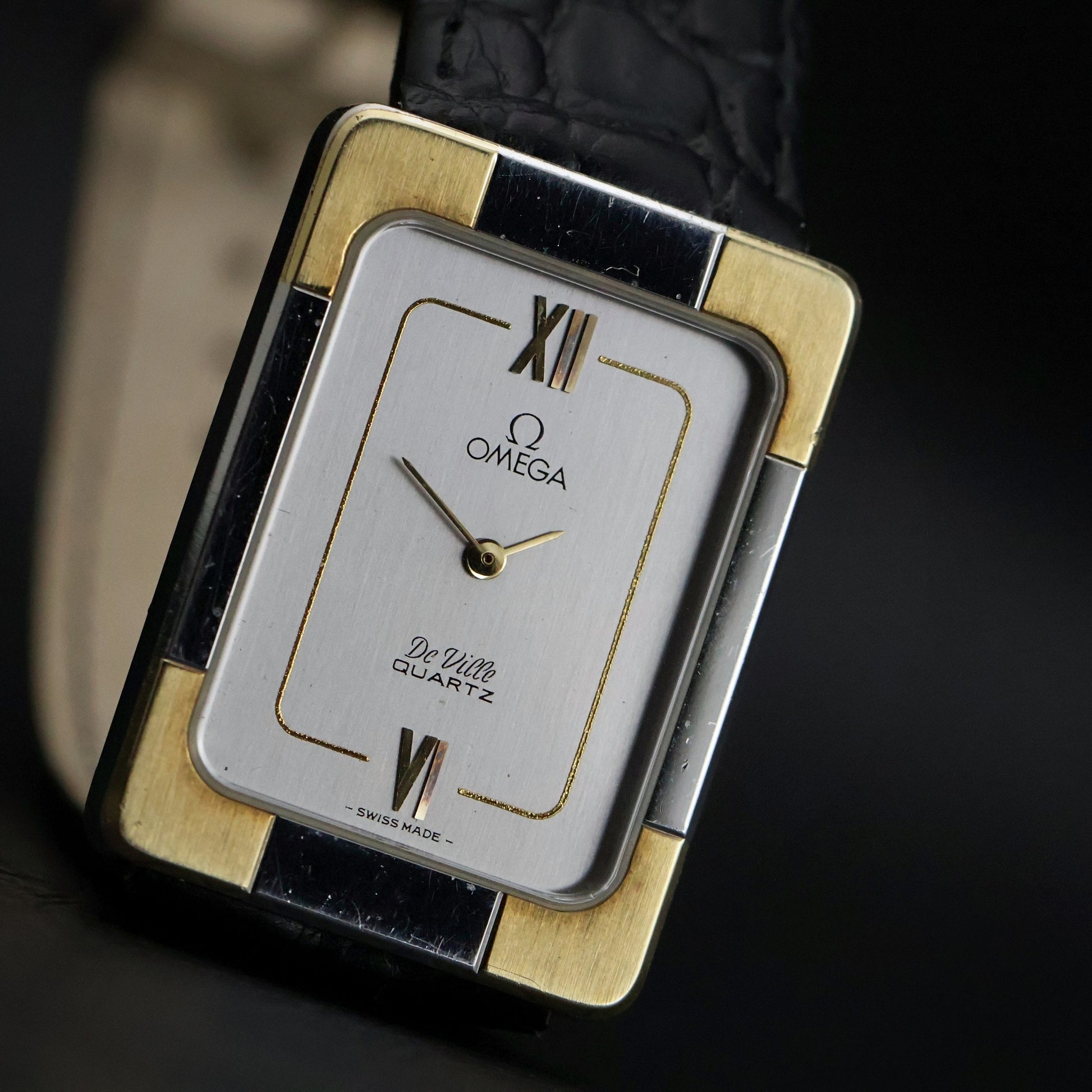Omega De Ville Quartz Tank | Two-Tone | Silver Grey Dial | Caliber 1350
