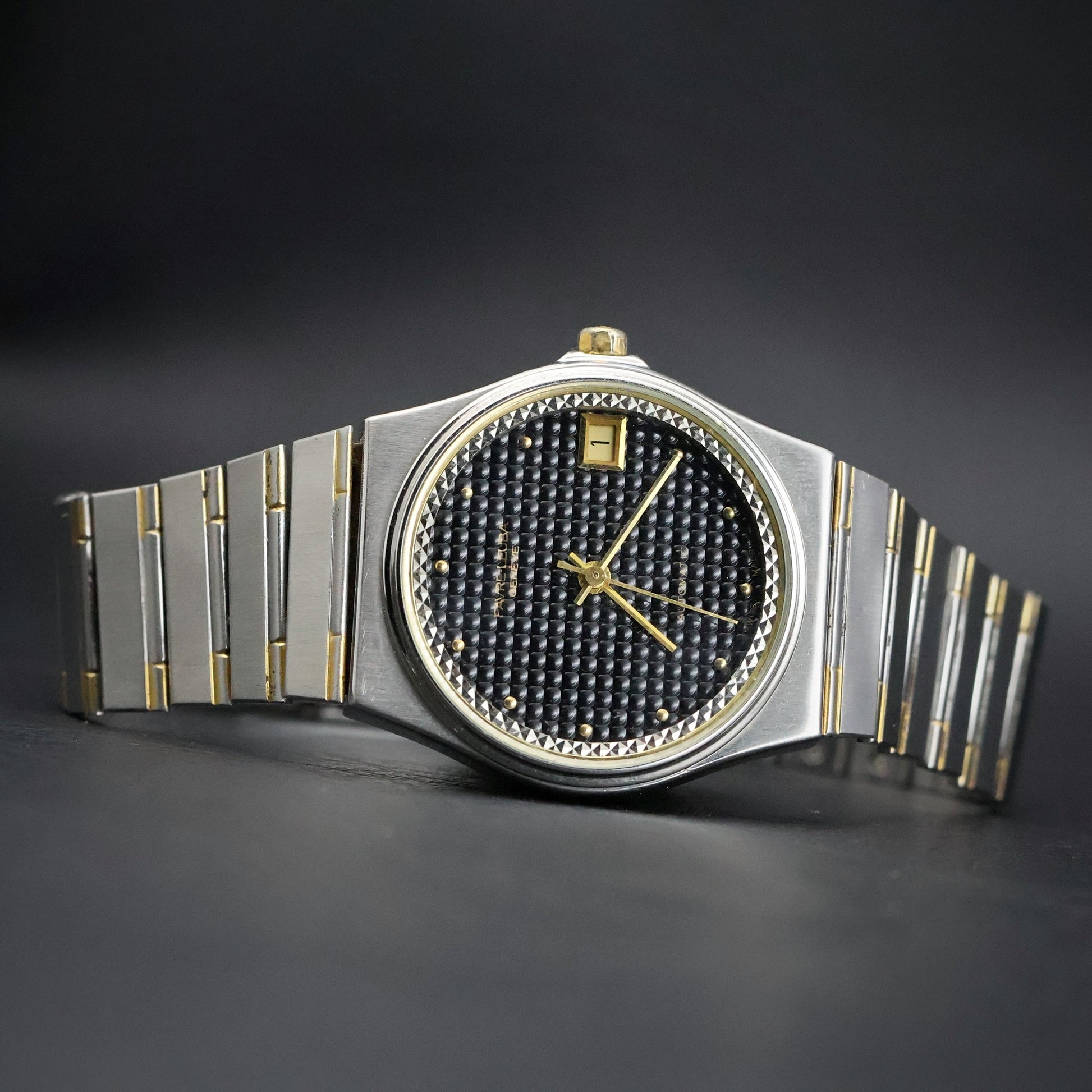 Favre-Leuba Geneve Automatic | Black Waffle Dial | Pyramid Bezel | Ref 6618-53