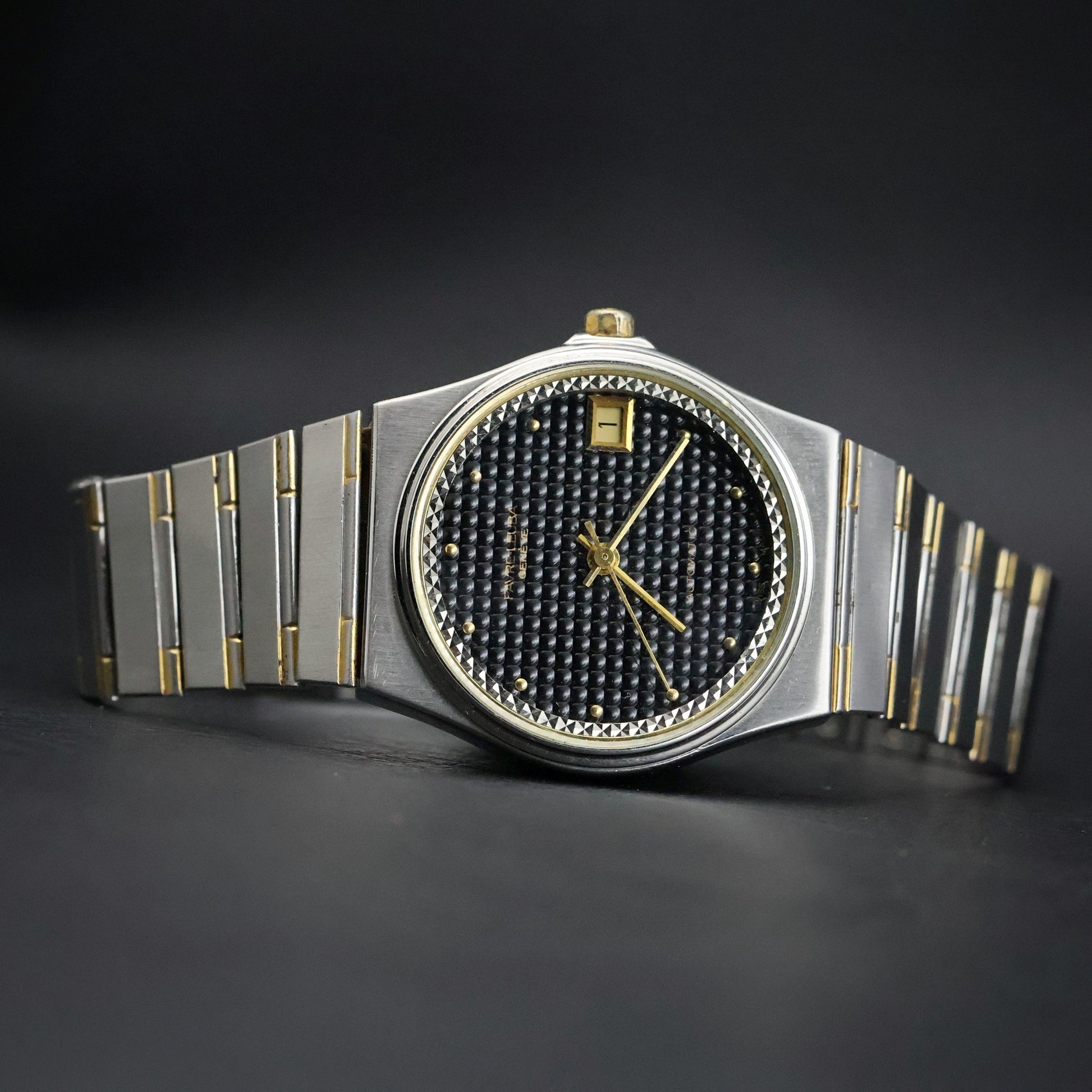 Favre-Leuba Geneve Automatic | Black Waffle Dial | Pyramid Bezel | Ref 6618-53