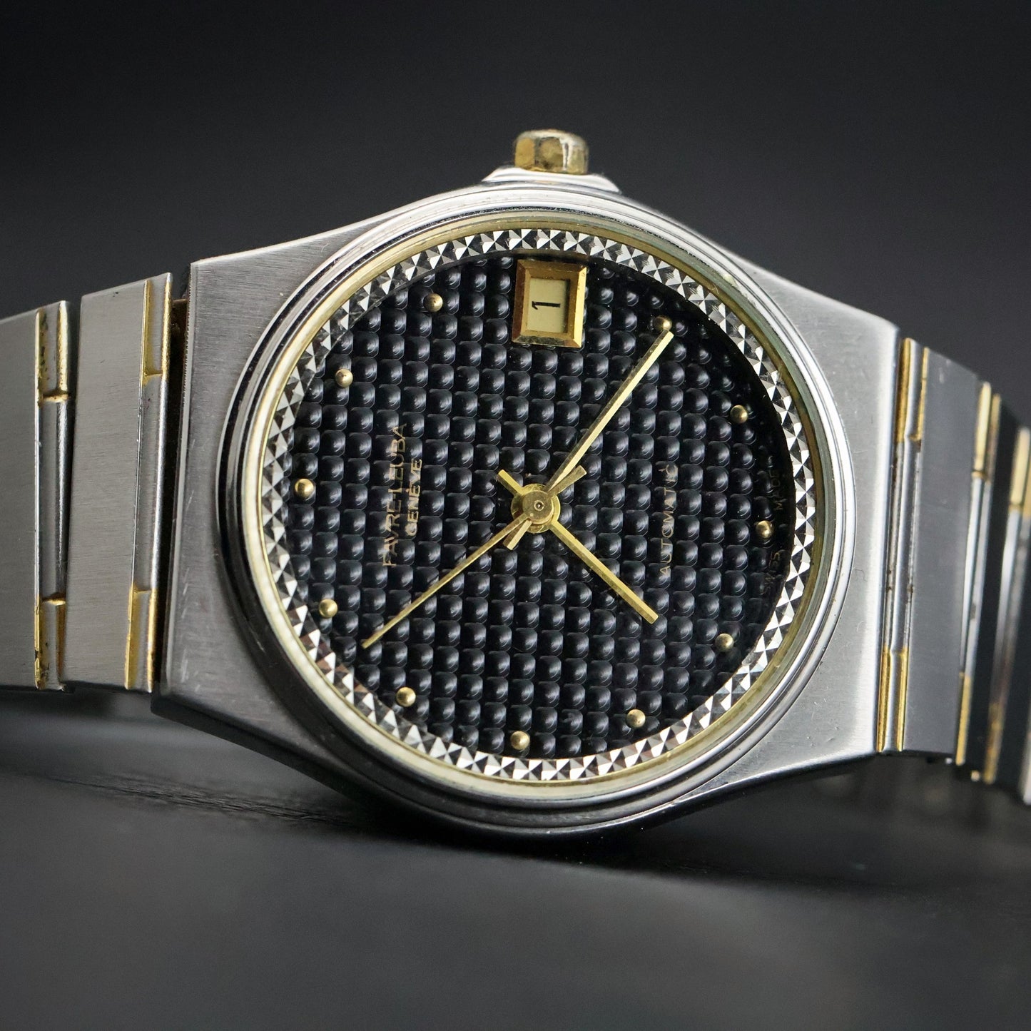 Favre-Leuba Geneve Automatic | Black Waffle Dial | Pyramid Bezel | Ref 6618-53