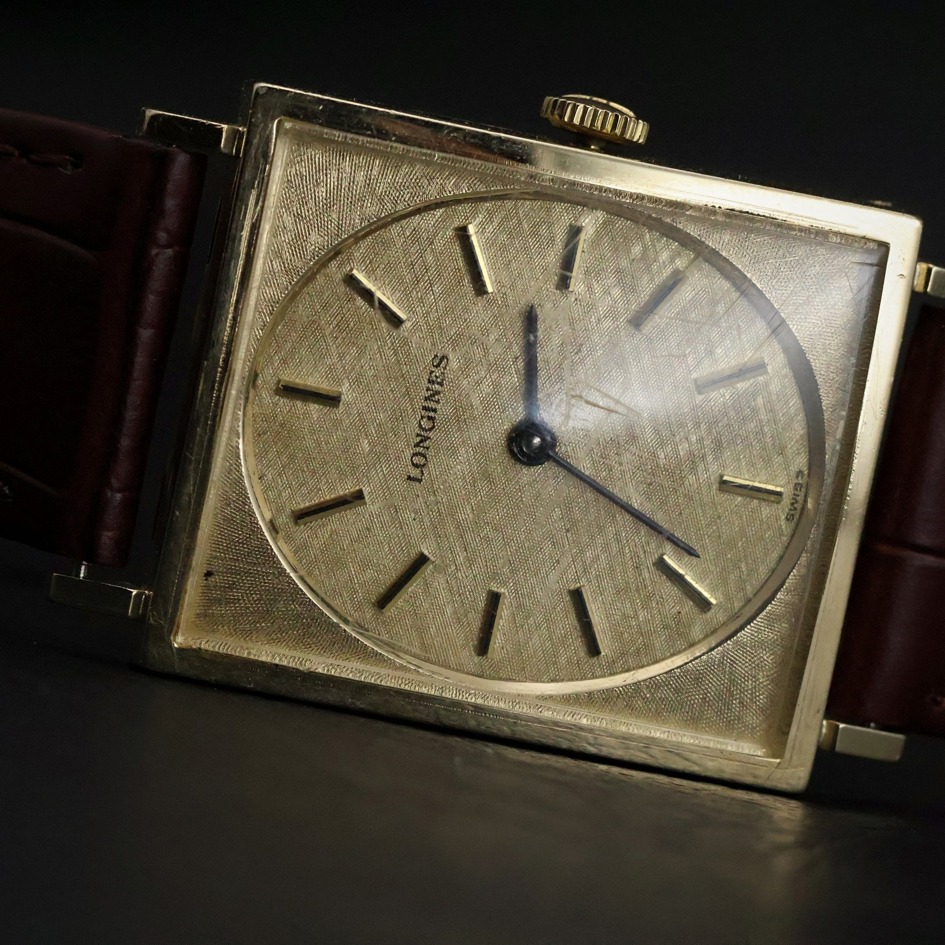 Longines Vintage Square Dress | 10K Gold Filled | Cream Linen Dial | Two-Hand Manual Wind