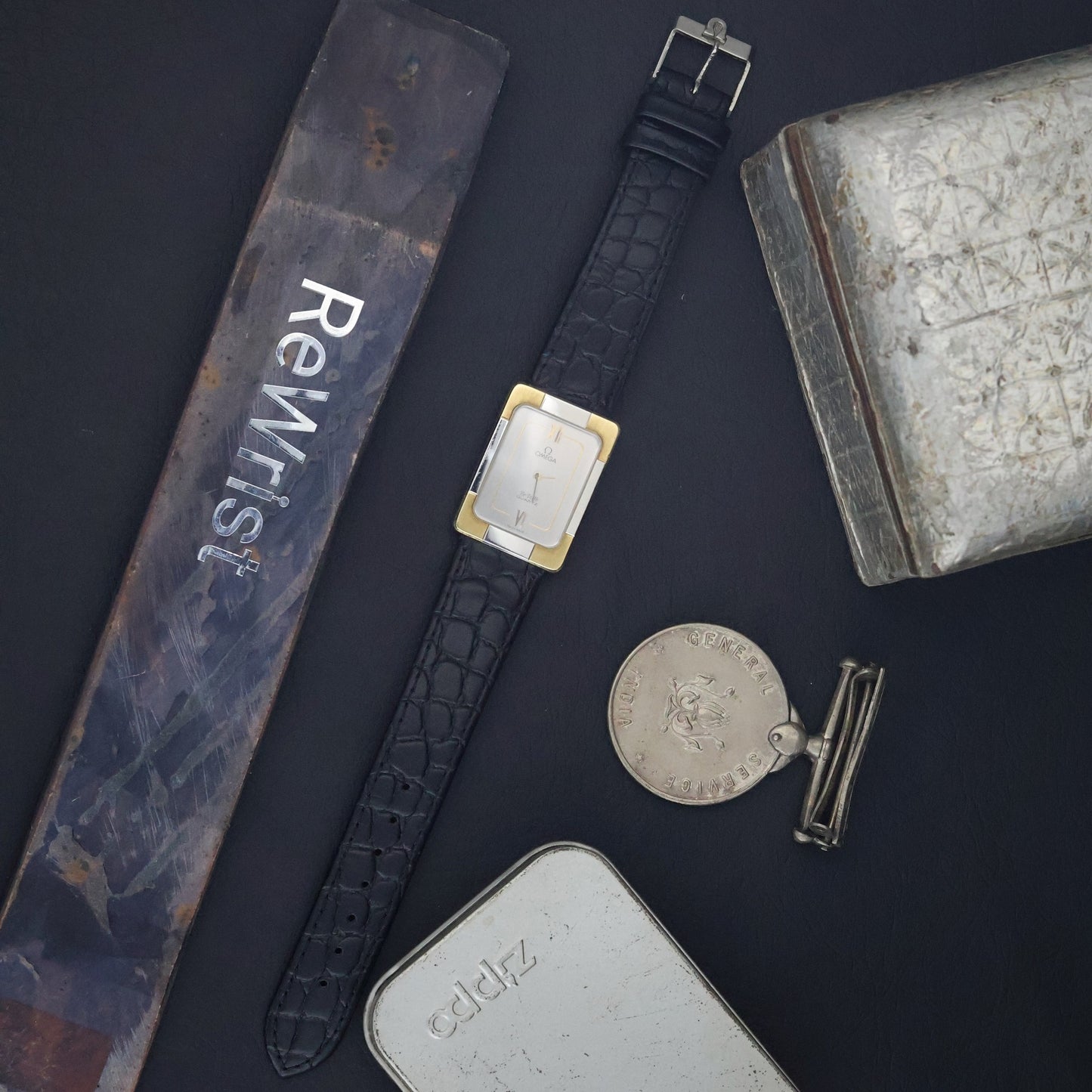 Omega De Ville Quartz Tank | Two-Tone | Silver Grey Dial | Caliber 1350