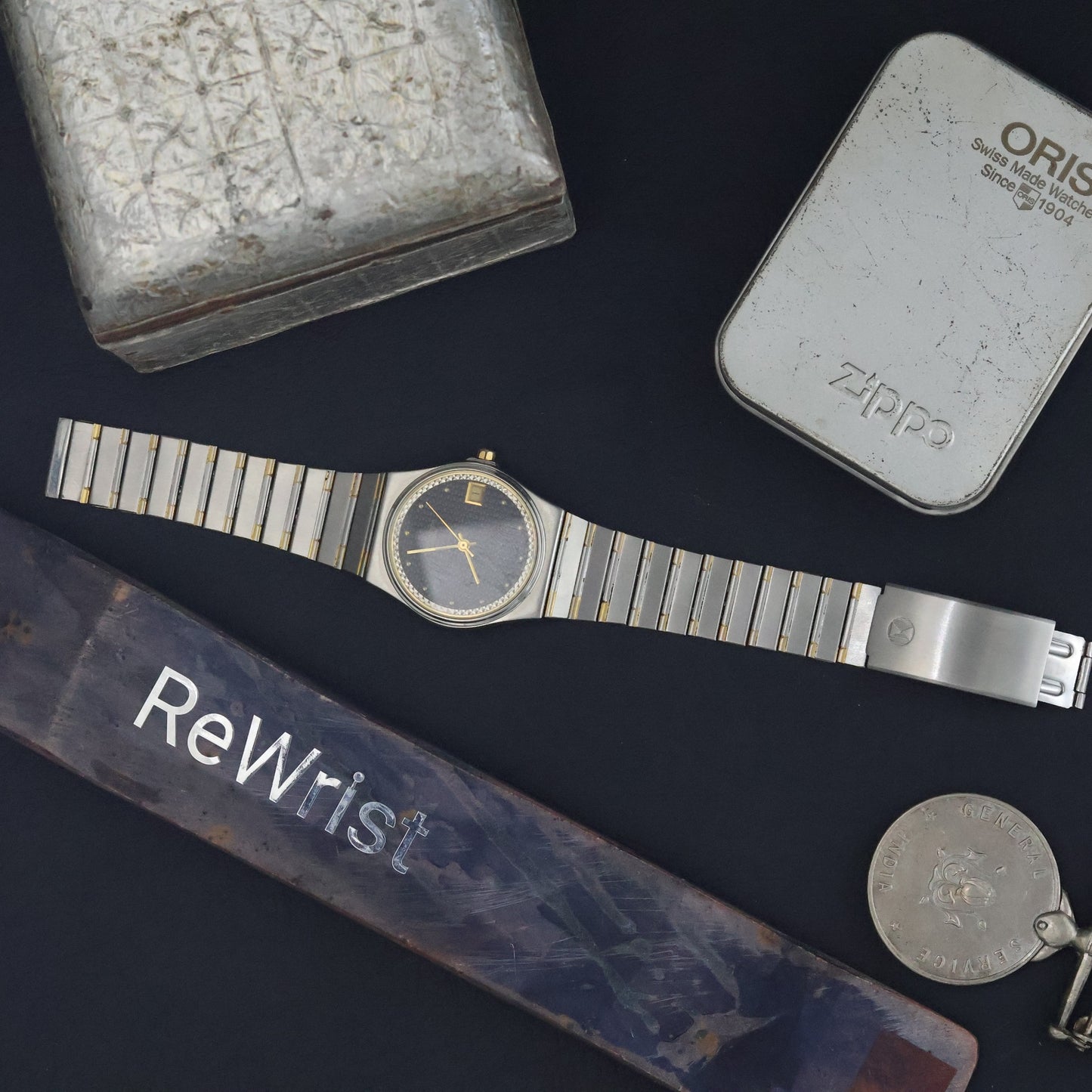 Favre-Leuba Geneve Automatic | Black Waffle Dial | Pyramid Bezel | Ref 6618-53