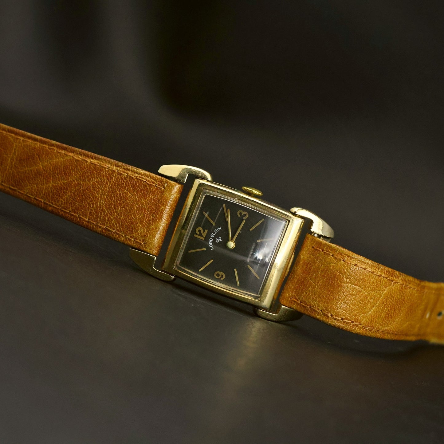 Lord Elgin 14K Gold-Filled Tank | Charcoal Dial | Sub-Seconds | Manual Wind