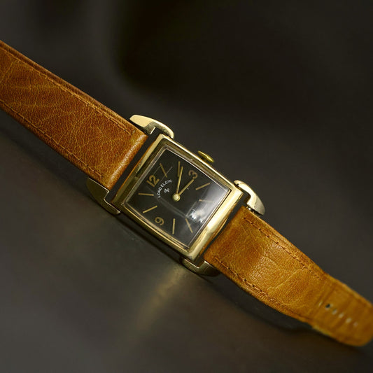 Lord Elgin 14K Gold-Filled Tank | Charcoal Dial | Sub-Seconds | Manual Wind