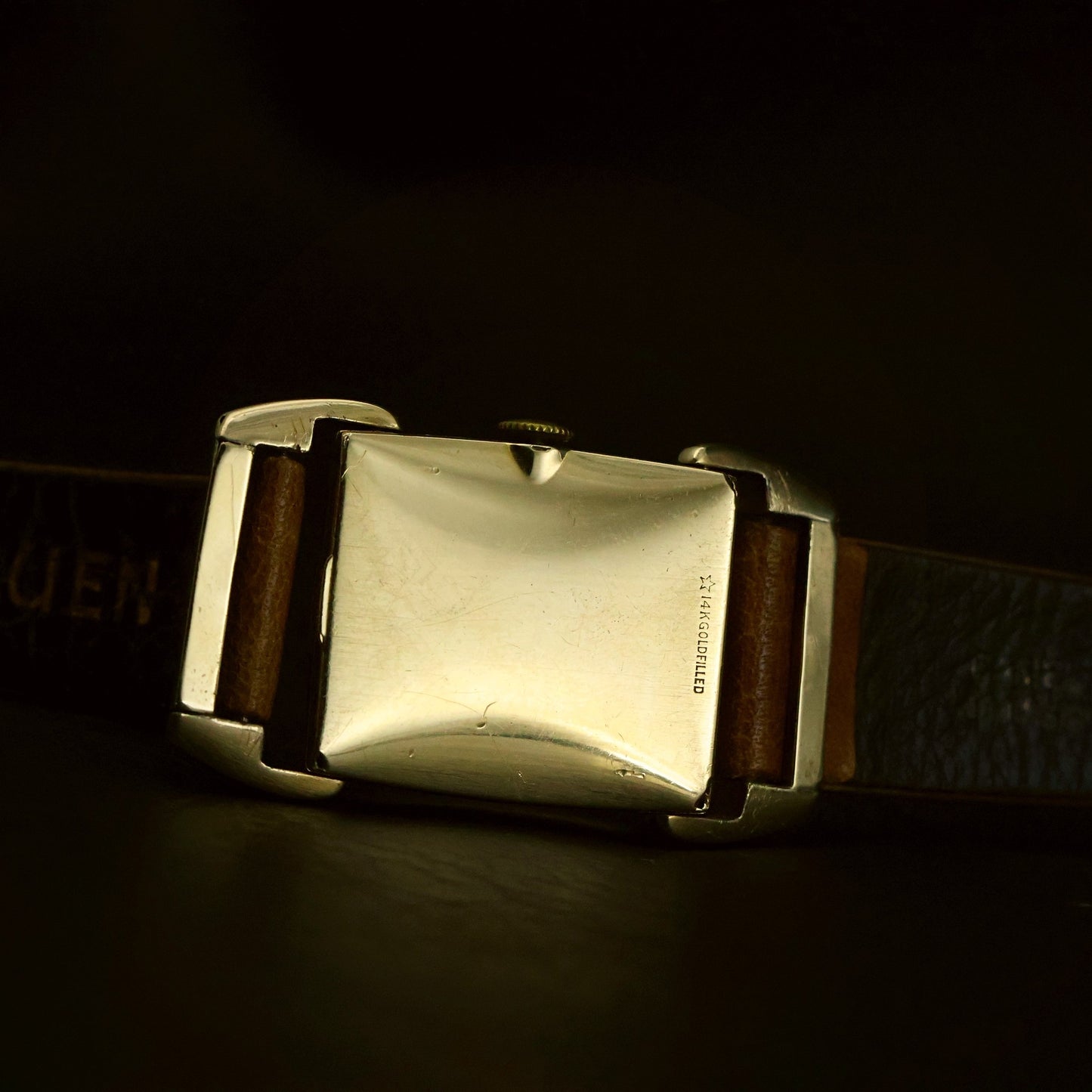 Lord Elgin 14K Gold-Filled Tank | Charcoal Dial | Sub-Seconds | Manual Wind
