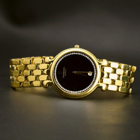 Raymond Weil Geneve | Onyx Black Crystal-Set Dial | Gold Plated | Date
