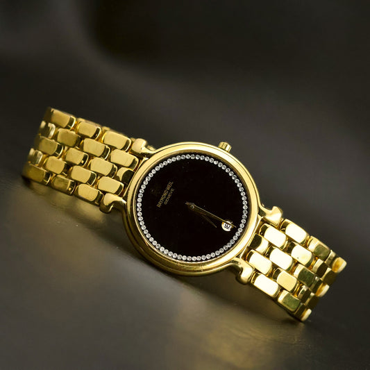 Raymond Weil Geneve | Onyx Black Crystal-Set Dial | Gold Plated | Date
