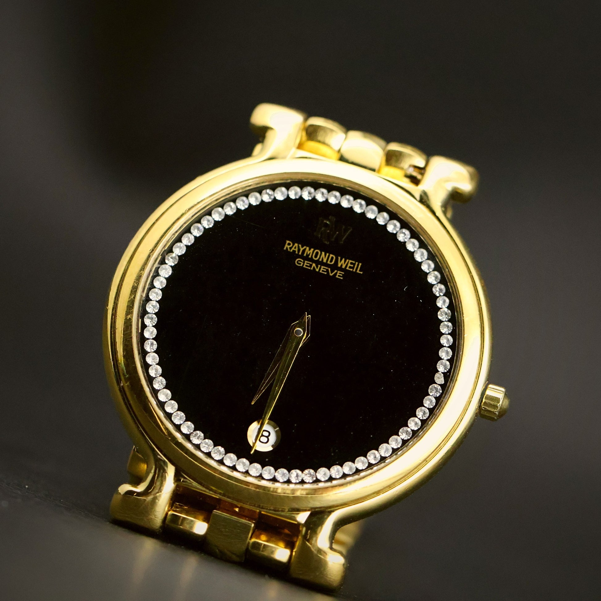 Raymond Weil Geneve | Onyx Black Crystal-Set Dial | Gold Plated | Date