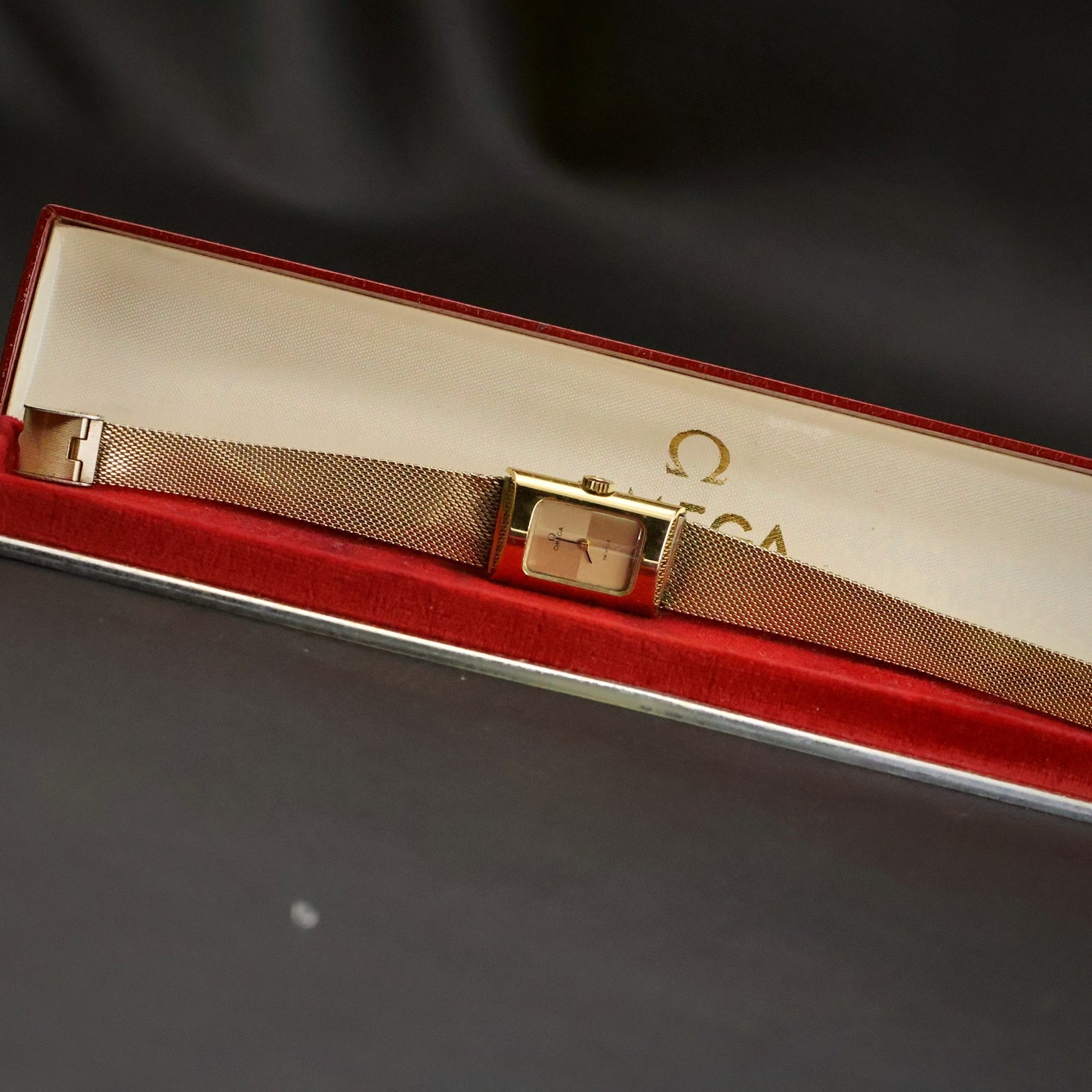 Omega De Ville Ladies Cocktail | Silver Crosshair Dial | Gold Mesh | Boxed