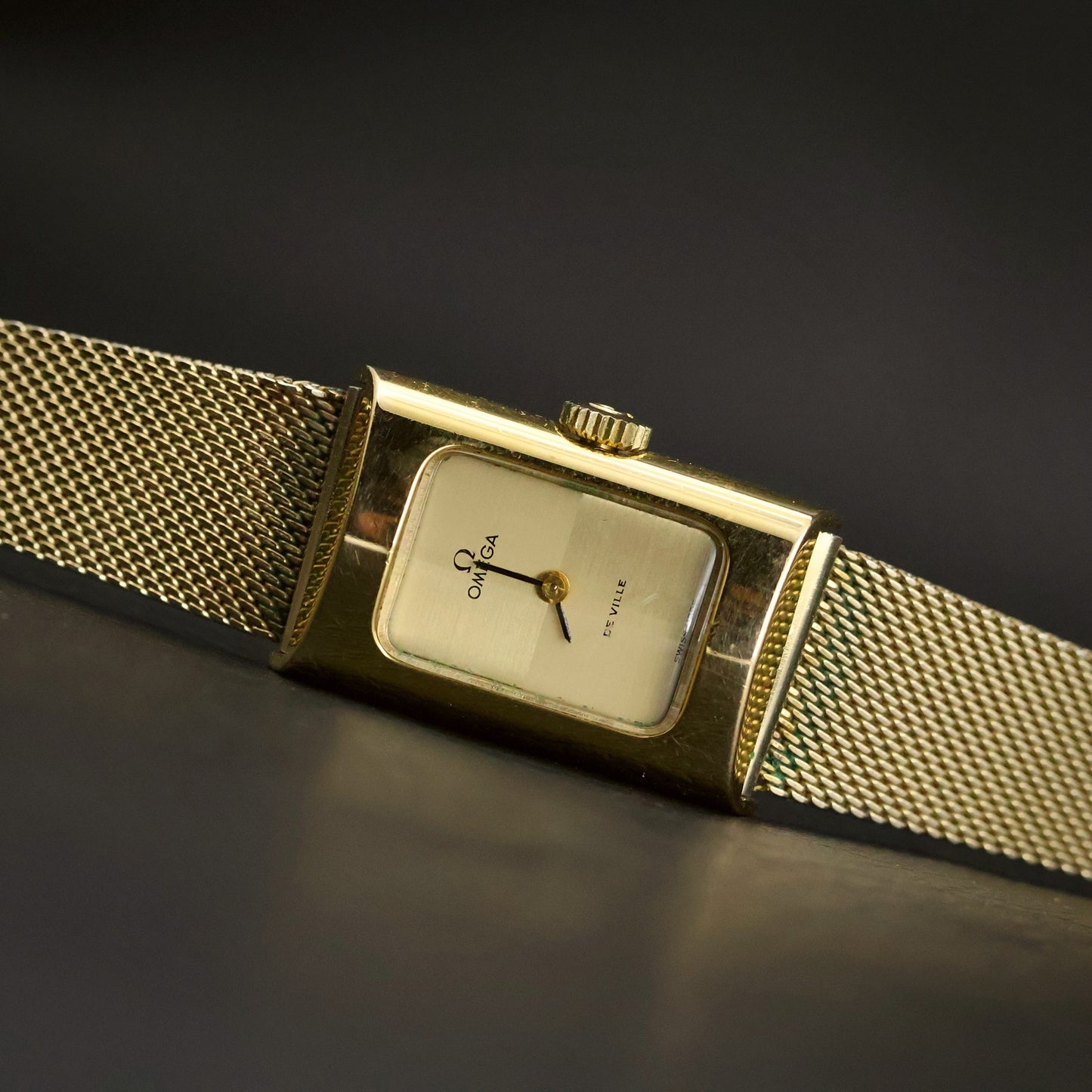 Omega De Ville Ladies Cocktail | Silver Crosshair Dial | Gold Mesh | Boxed