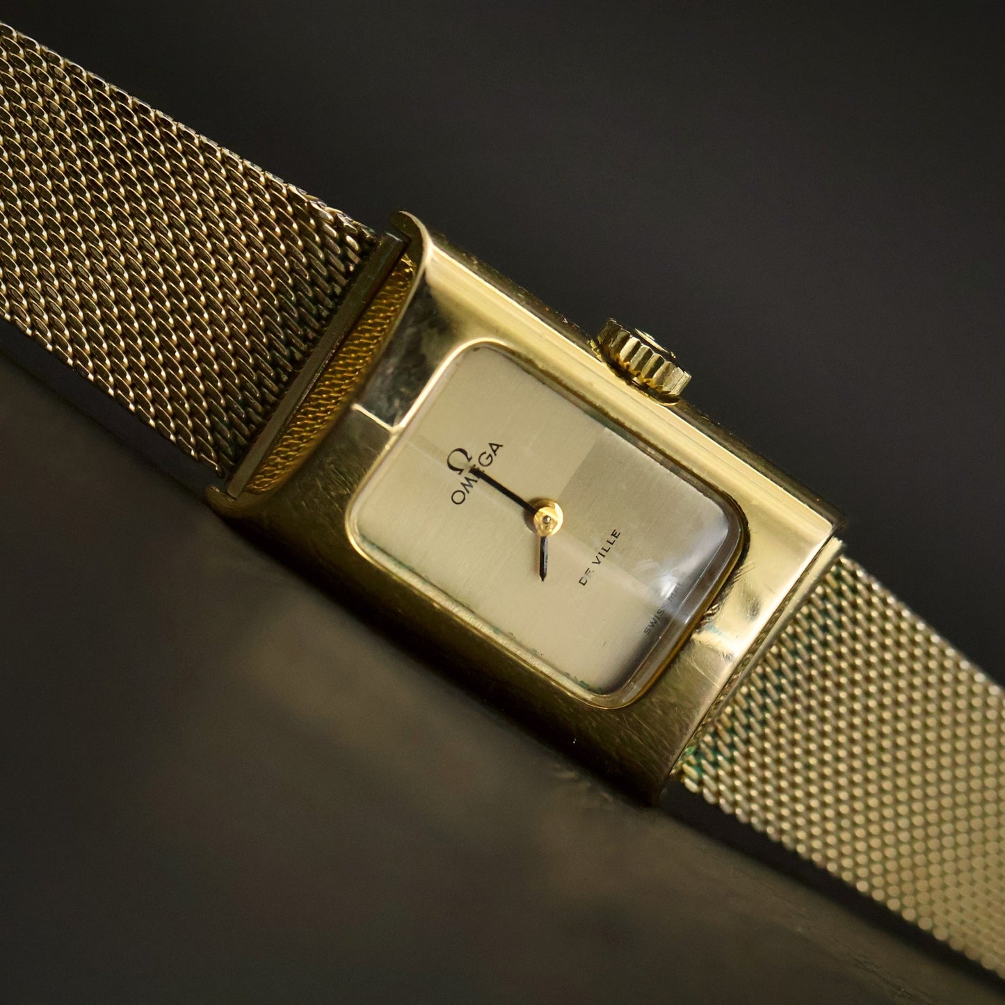 Omega De Ville Ladies Cocktail | Silver Crosshair Dial | Gold Mesh | Boxed