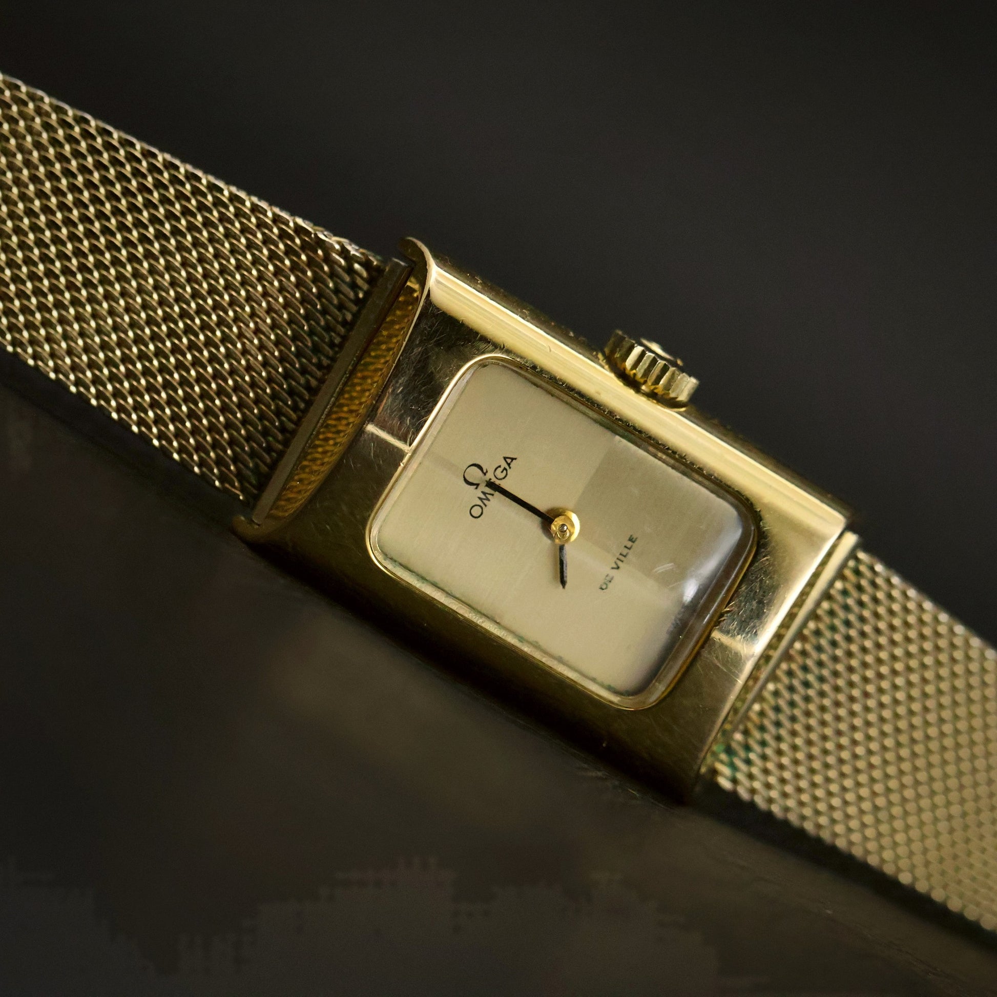 Omega De Ville Ladies Cocktail | Silver Crosshair Dial | Gold Mesh | Boxed