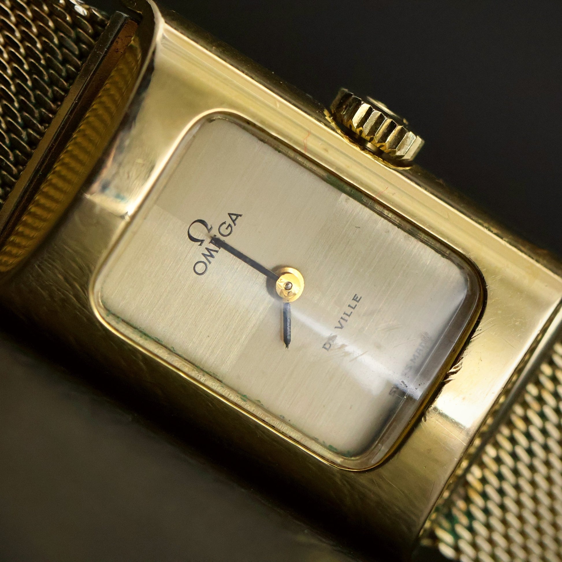 Omega De Ville Ladies Cocktail | Silver Crosshair Dial | Gold Mesh | Boxed