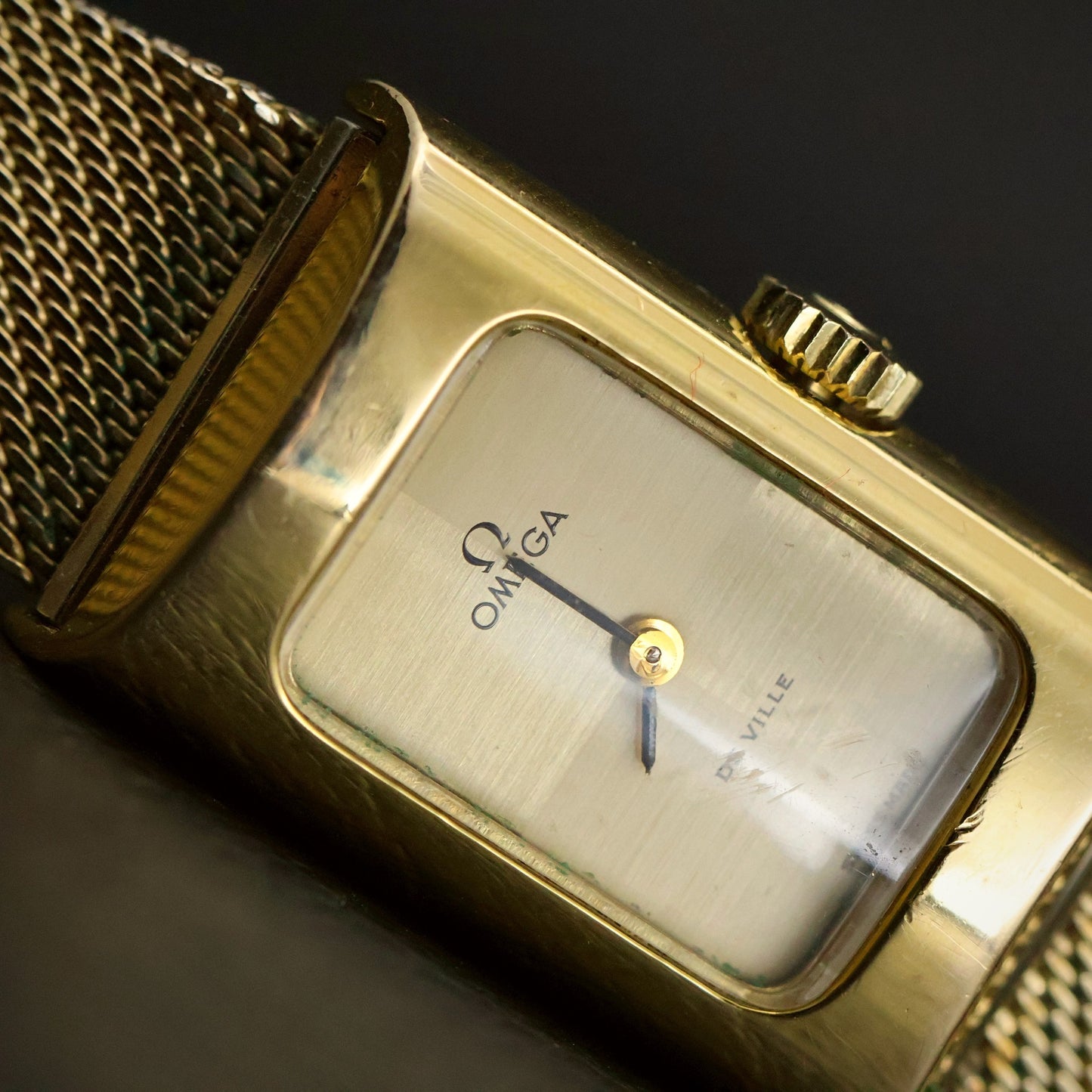 Omega De Ville Ladies Cocktail | Silver Crosshair Dial | Gold Mesh | Boxed